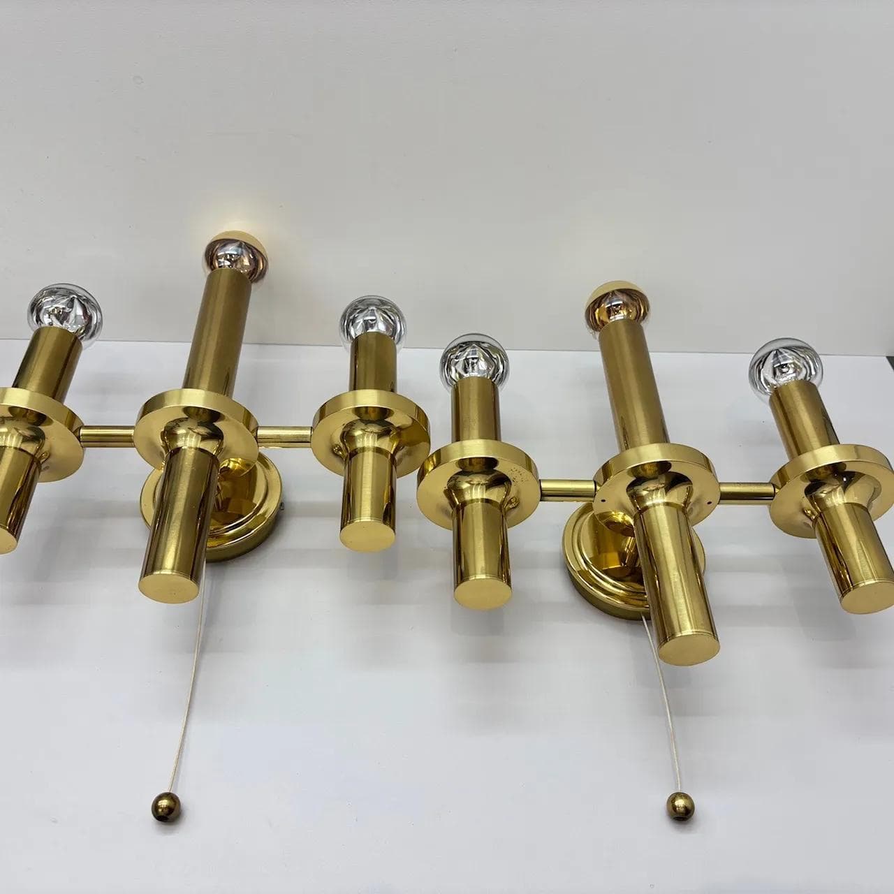 Pair of wall sconces, gilt brass, by G. Sciolari, Italy, 1970s. - 15461