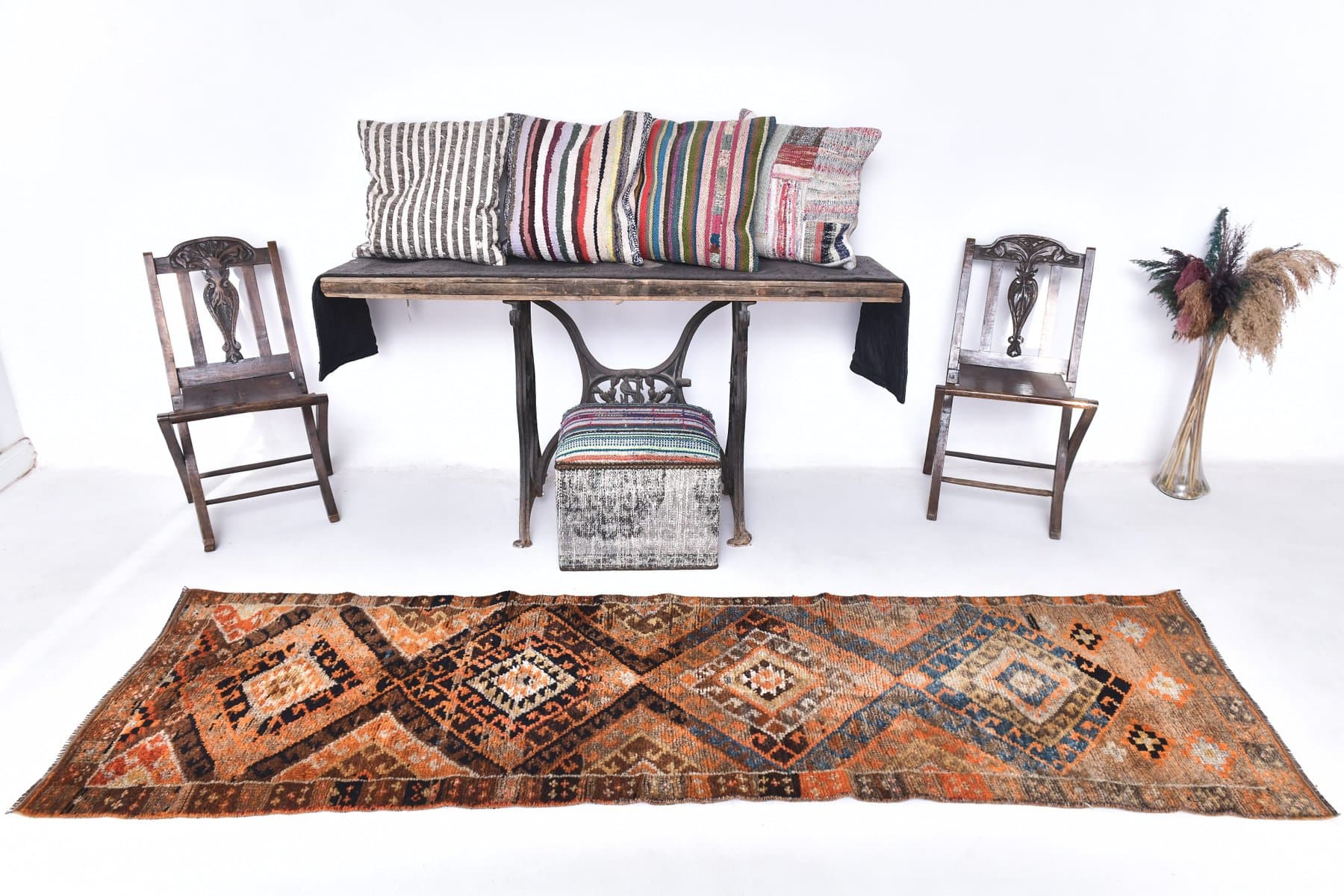 Chodnik 75x270 cm, brązowy, wełna, Turcja, lata 70. - 211839