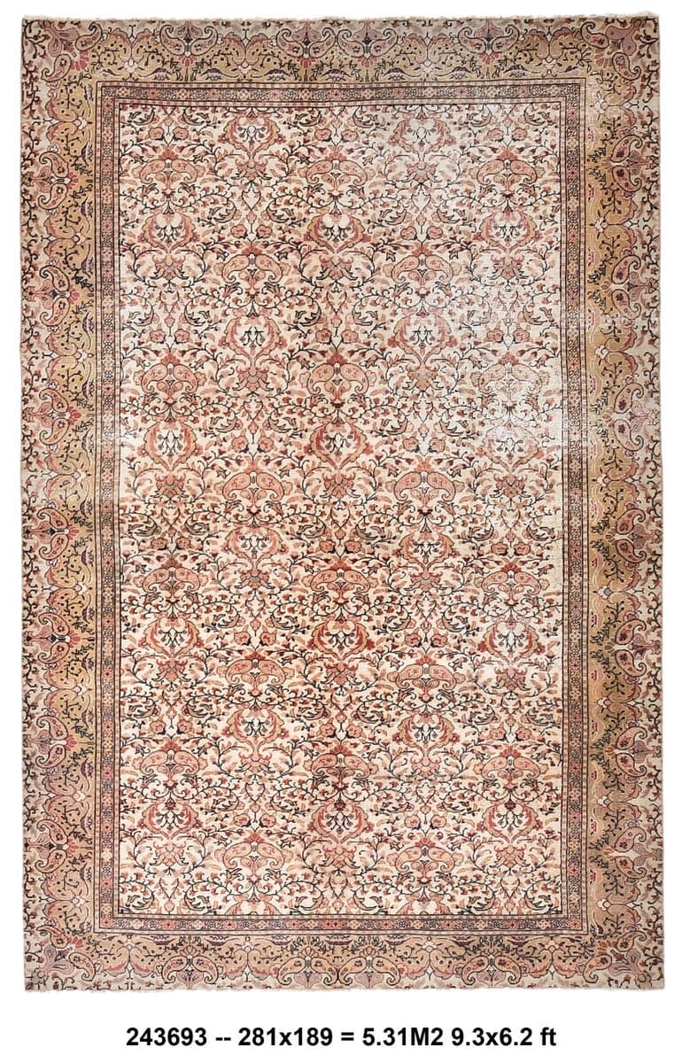 Dywan 189x281 cm, beżowy, wełna, Turcja, lata 70. - 211802