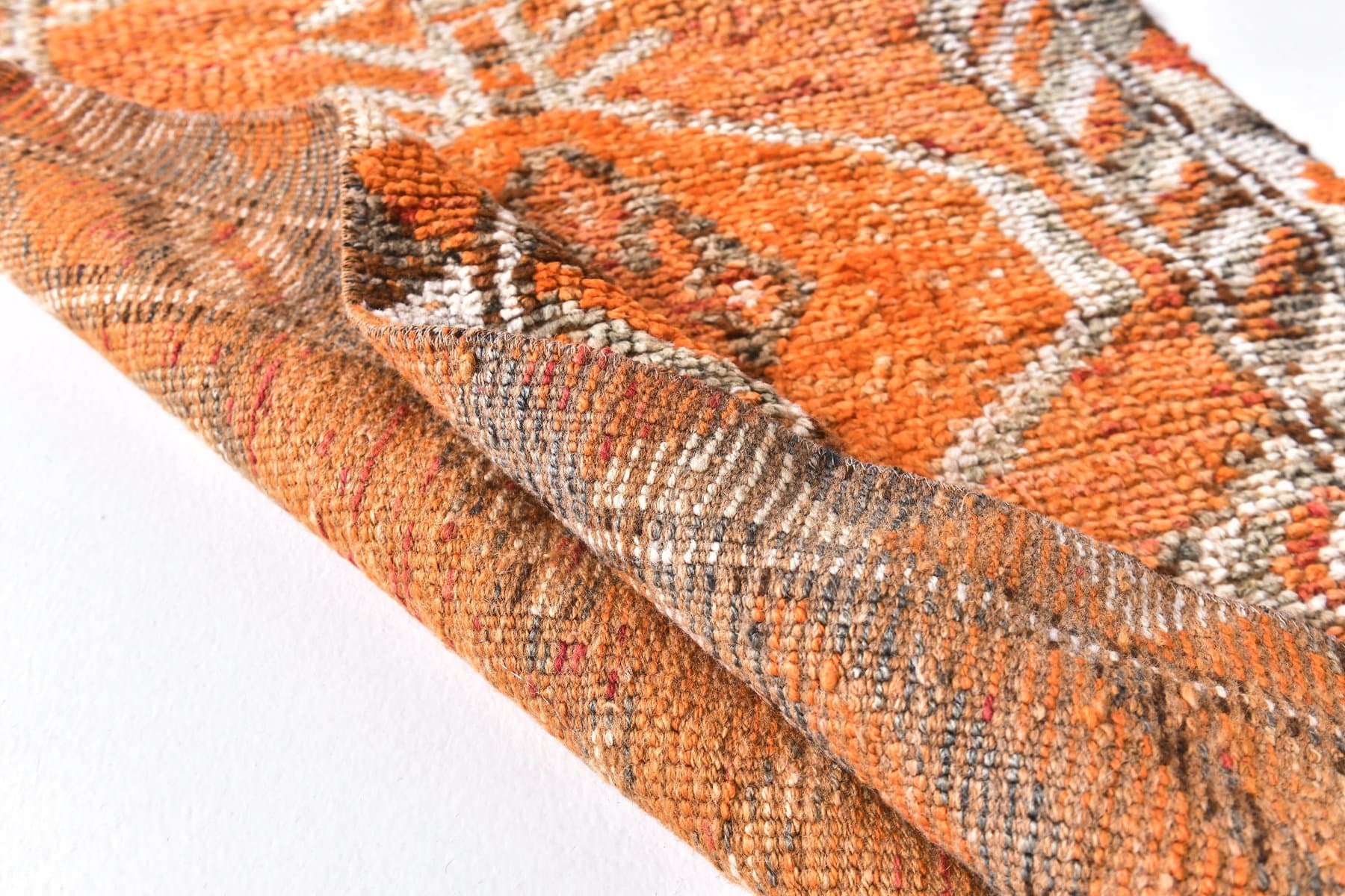 Chodnik 82x341 cm, pomarańczowy, wełna, Turcja, lata 70. - 211772