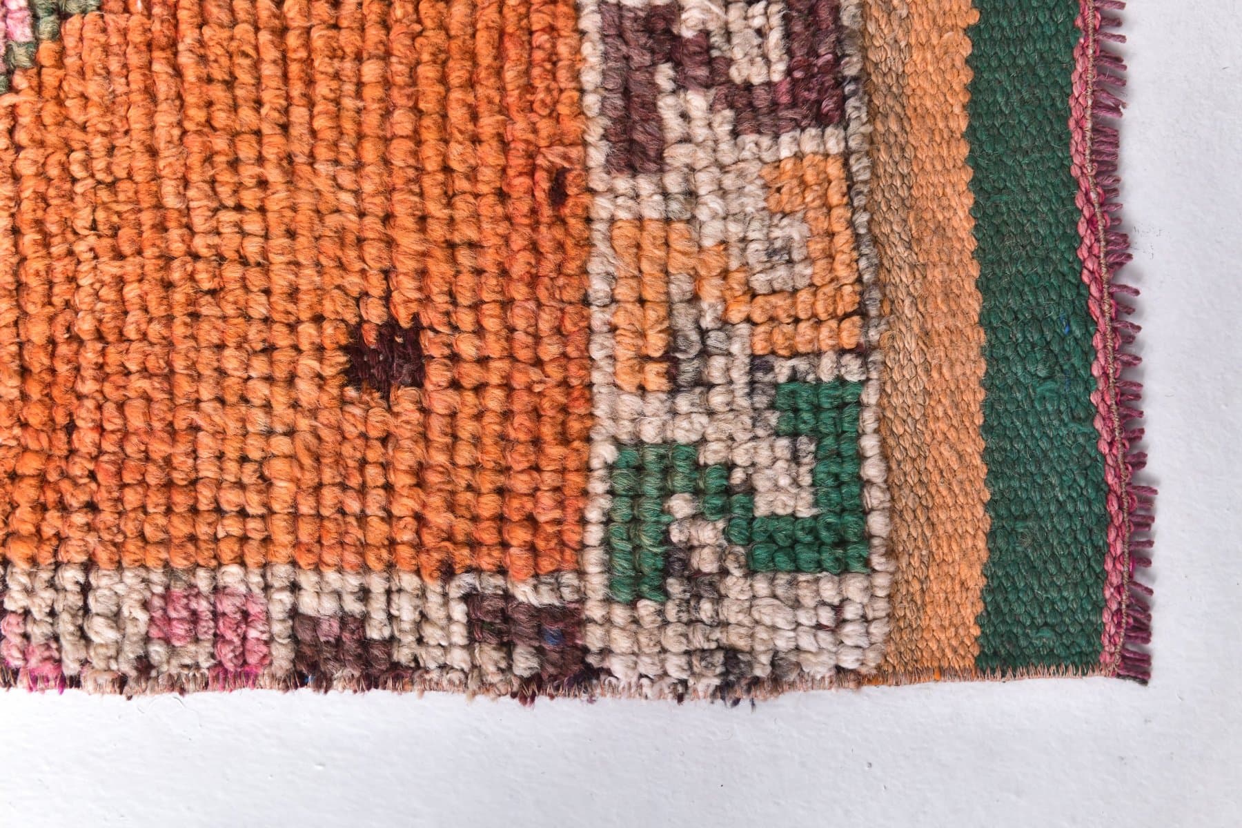 Chodnik 89x349 cm, pomarańczowy, wełna, Turcja, lata 70. - 211762