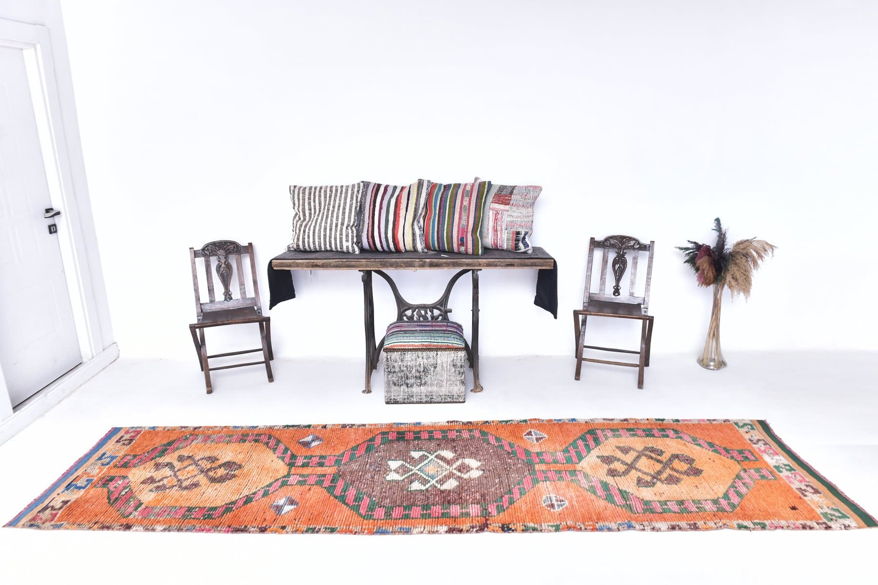 Chodnik 89x349 cm, pomarańczowy, wełna, Turcja, lata 70. - 211757