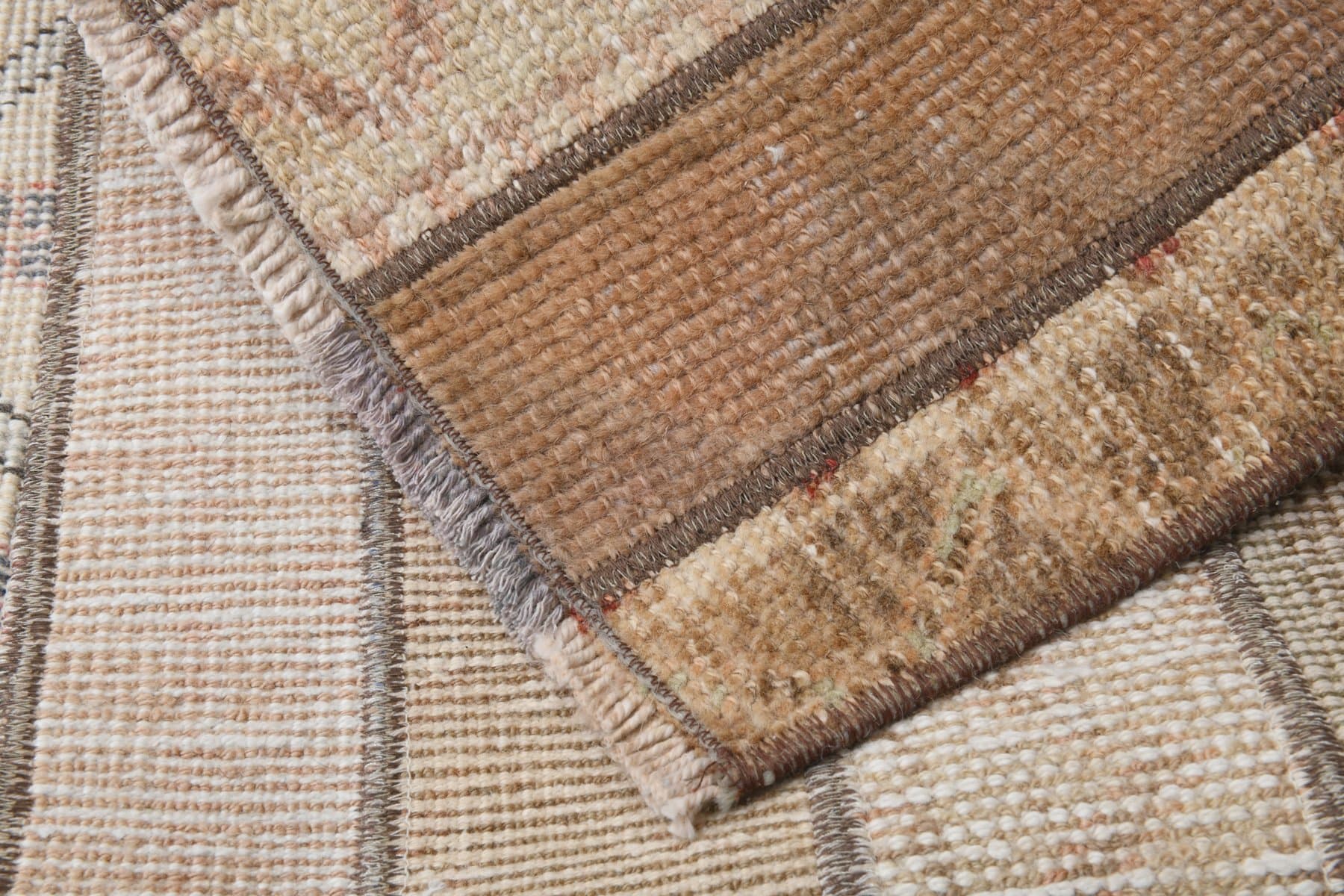 Chodnik 266x61 cm, beżowy, zielony, bawełna, Turcja, lata 60. - 211730