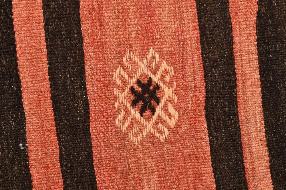 Kilim 256x194 cm, pomarańczowy, brązowy, wełna, Turcja, lata 60. - 211716