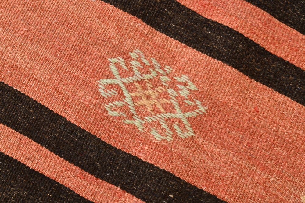 Kilim 256x194 cm, pomarańczowy, brązowy, wełna, Turcja, lata 60. - 211715