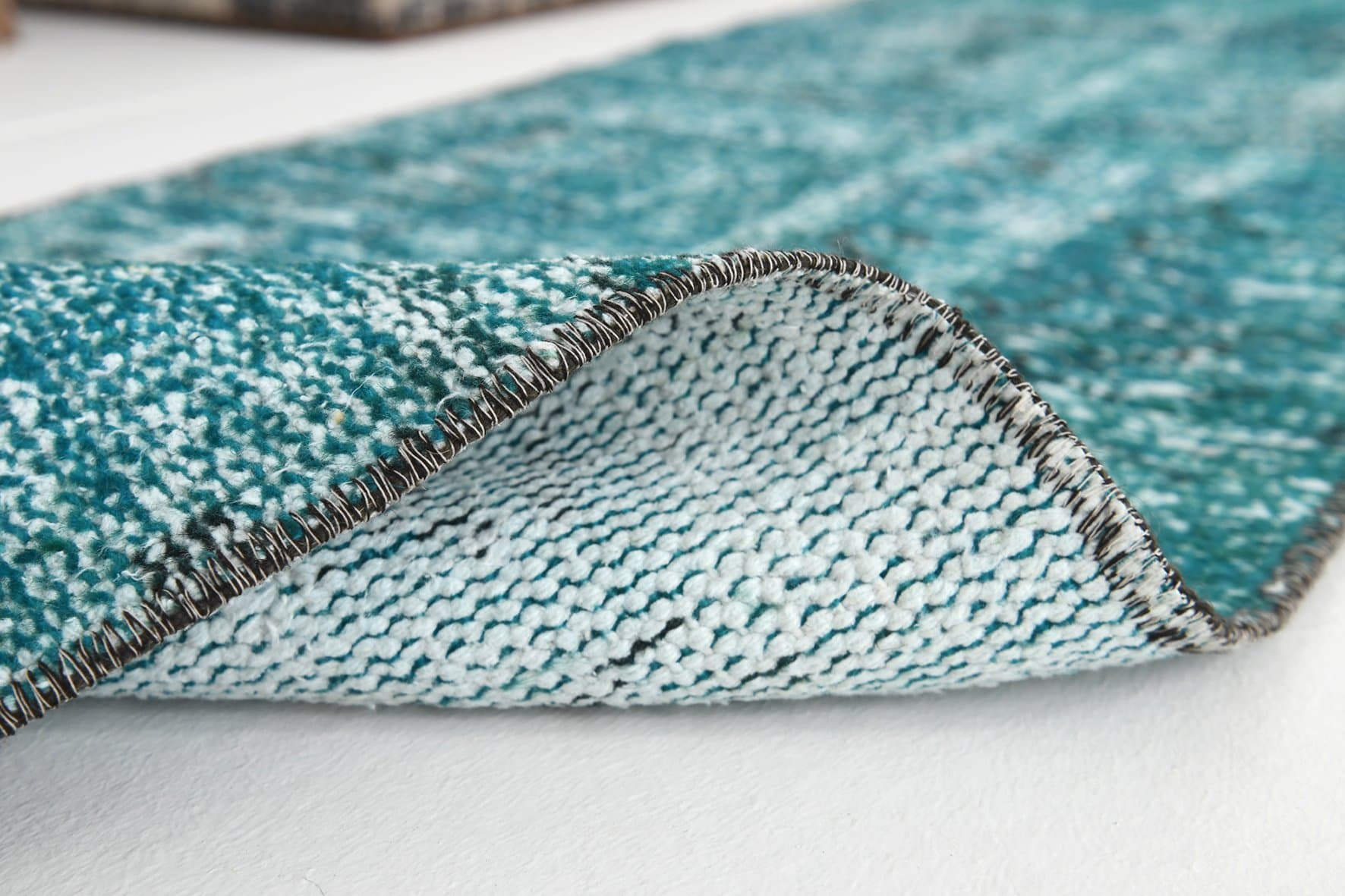 Runner 225x45 cm, turquoise, wool, 1970s - 211699