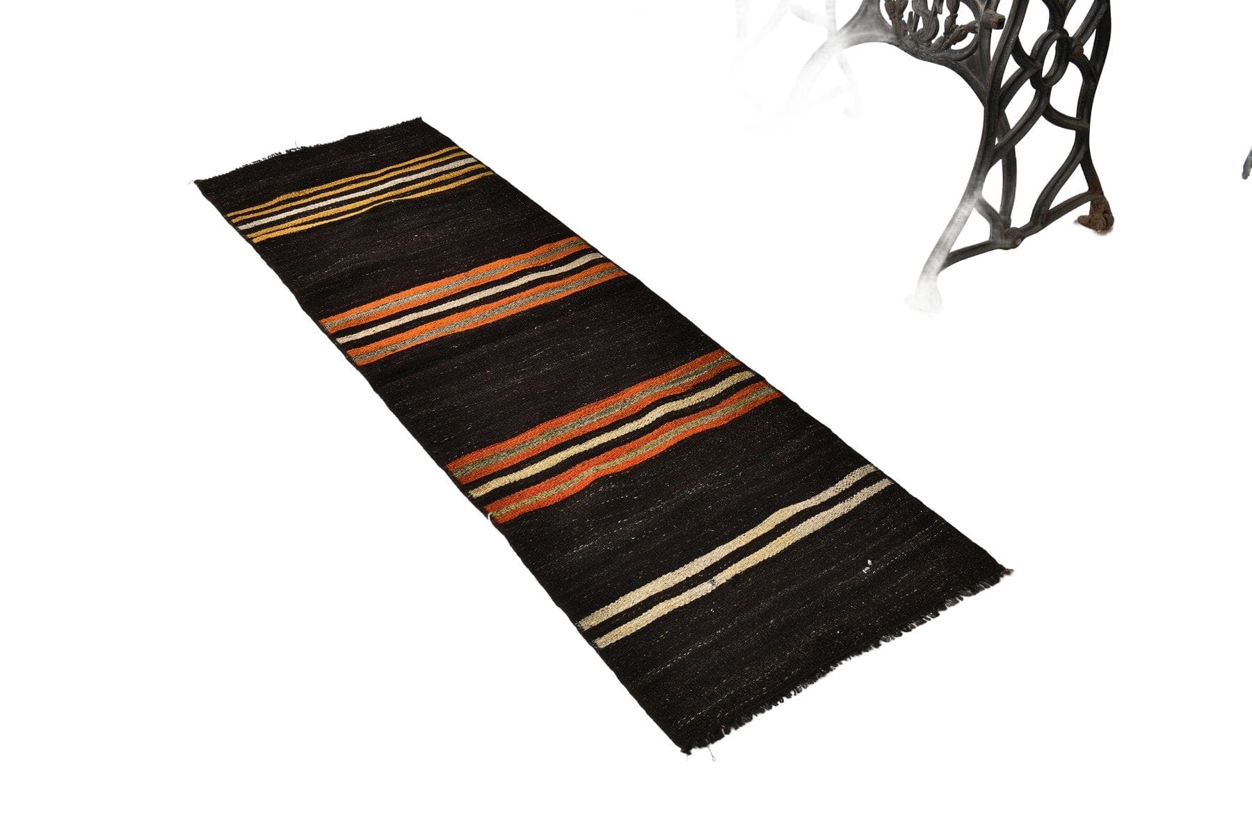 Kilim 56x148 cm, brązowy, wełna, Turcja, lata 60. - 211675