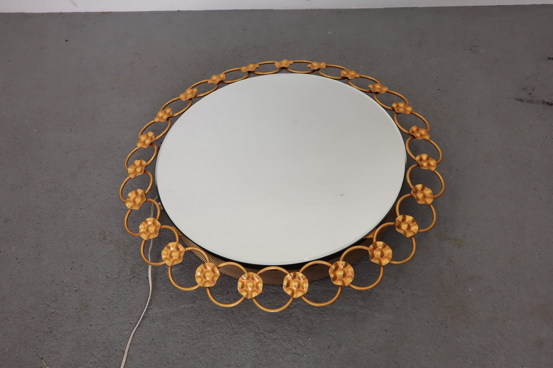 Wall mirror decorative, golden metal, Poland, 1960s - 15387