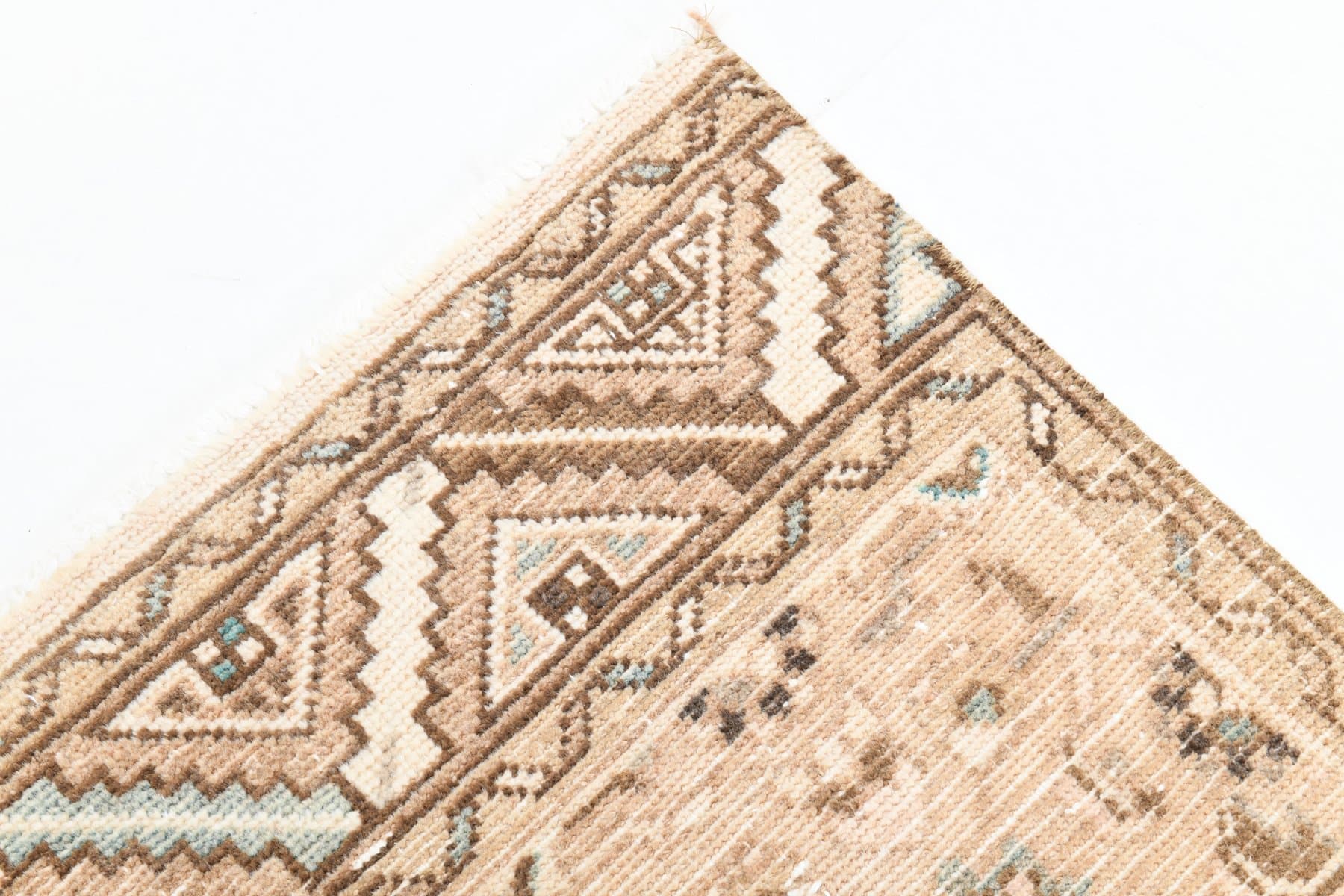 Chodnik 81x295 cm, beżowy, brązowy, wełna, lata 70. - 211611