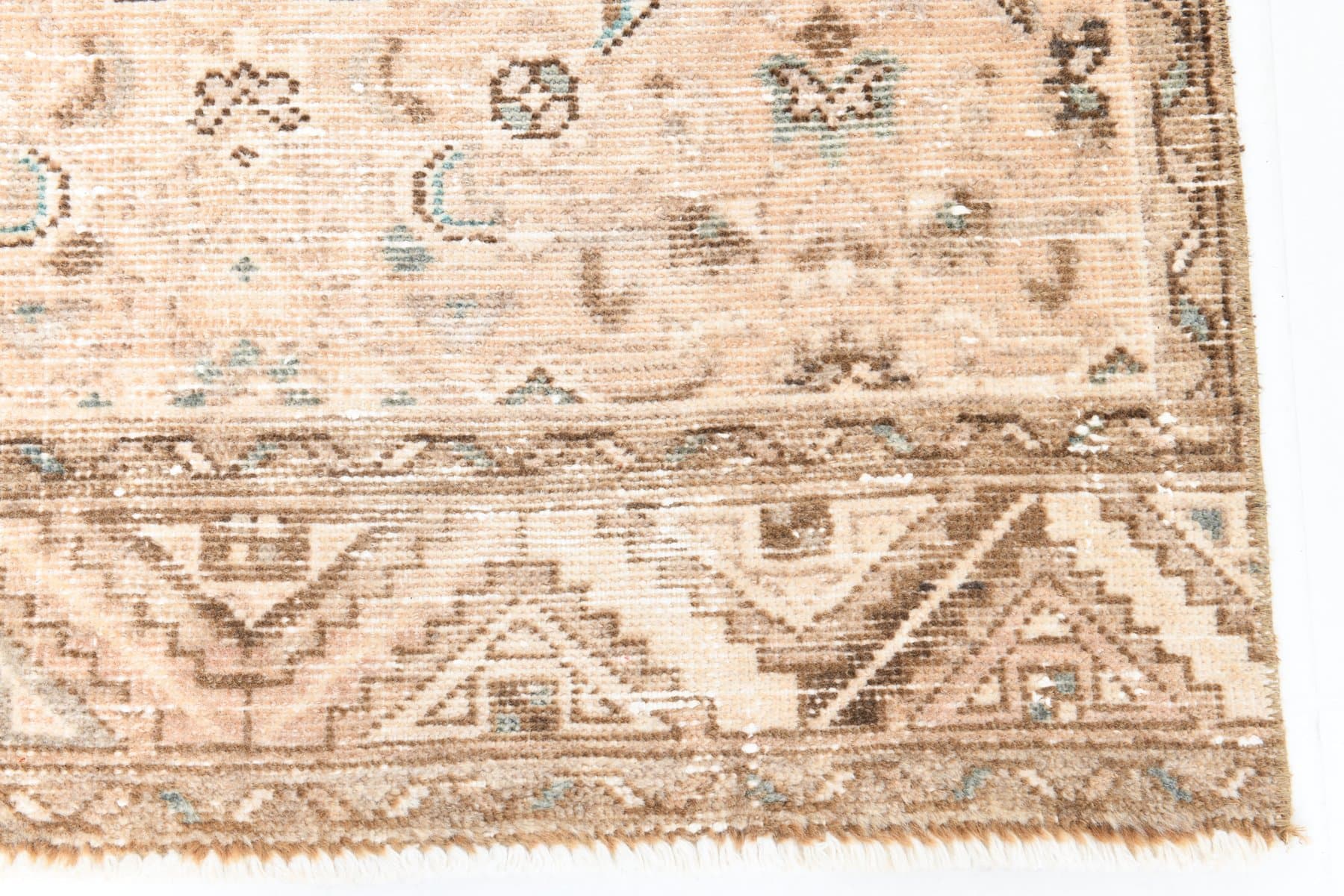 Chodnik 81x295 cm, beżowy, brązowy, wełna, lata 70. - 211610