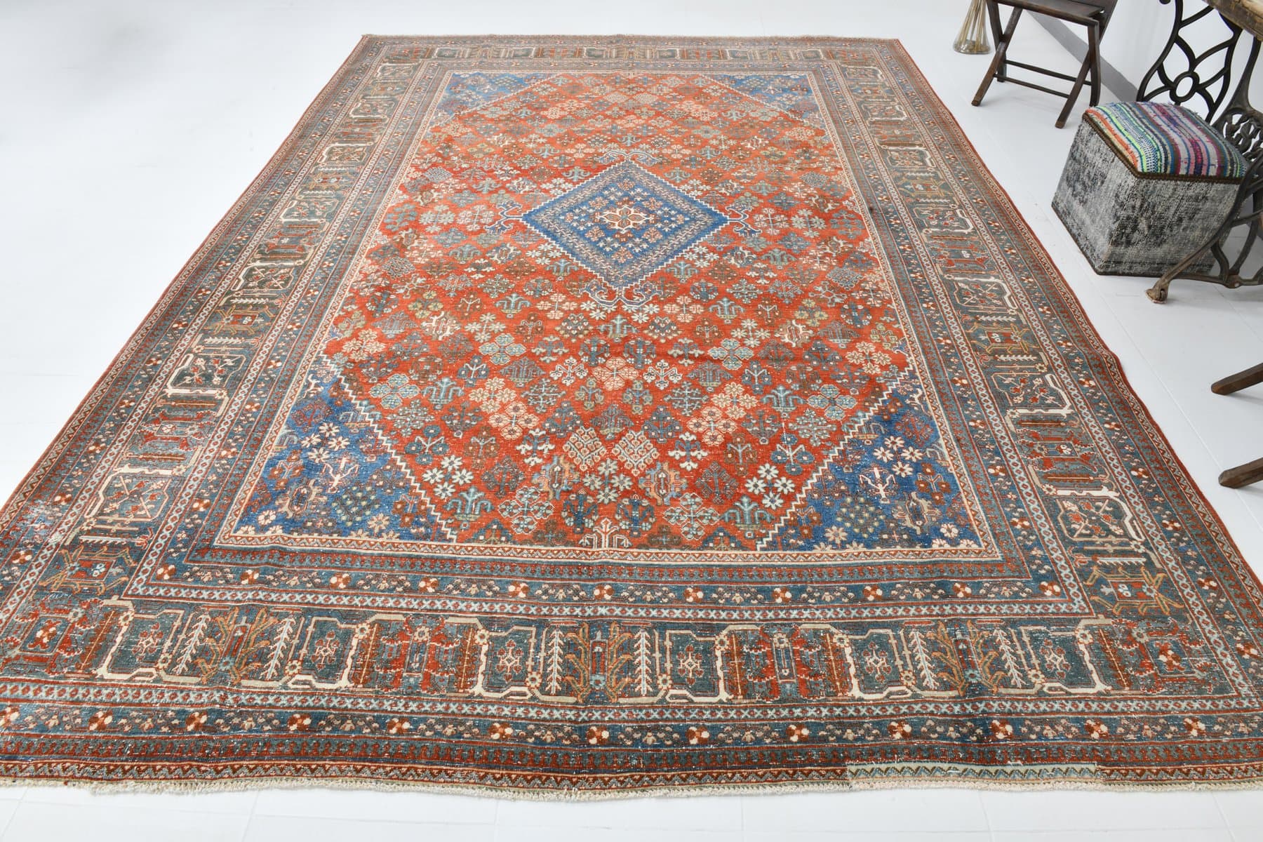 Dywan 389x276 cm, czerwony, wełna, lata 40. - 212590