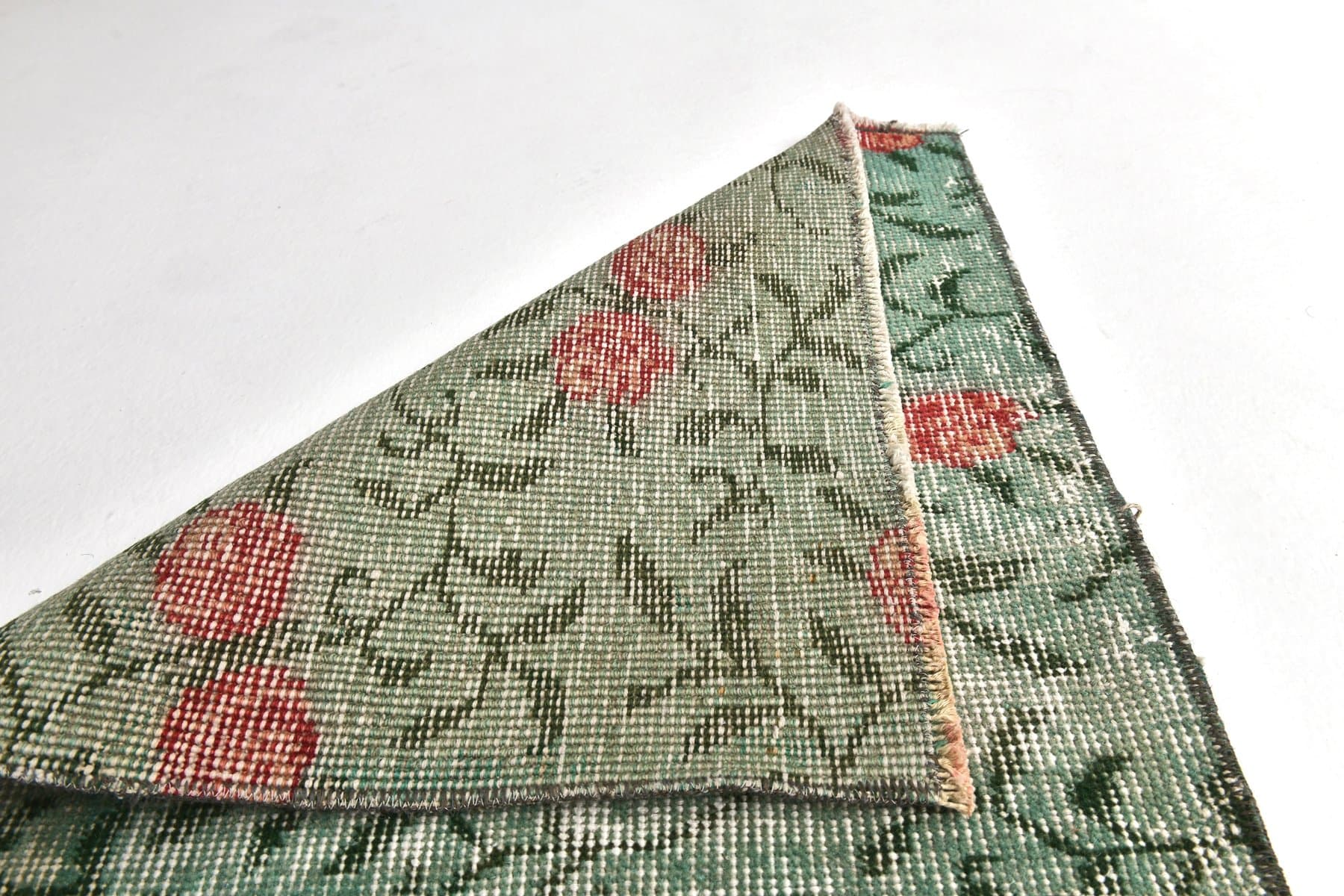 Runner 147x55 cm, Green, Wool, 1960s - 212568