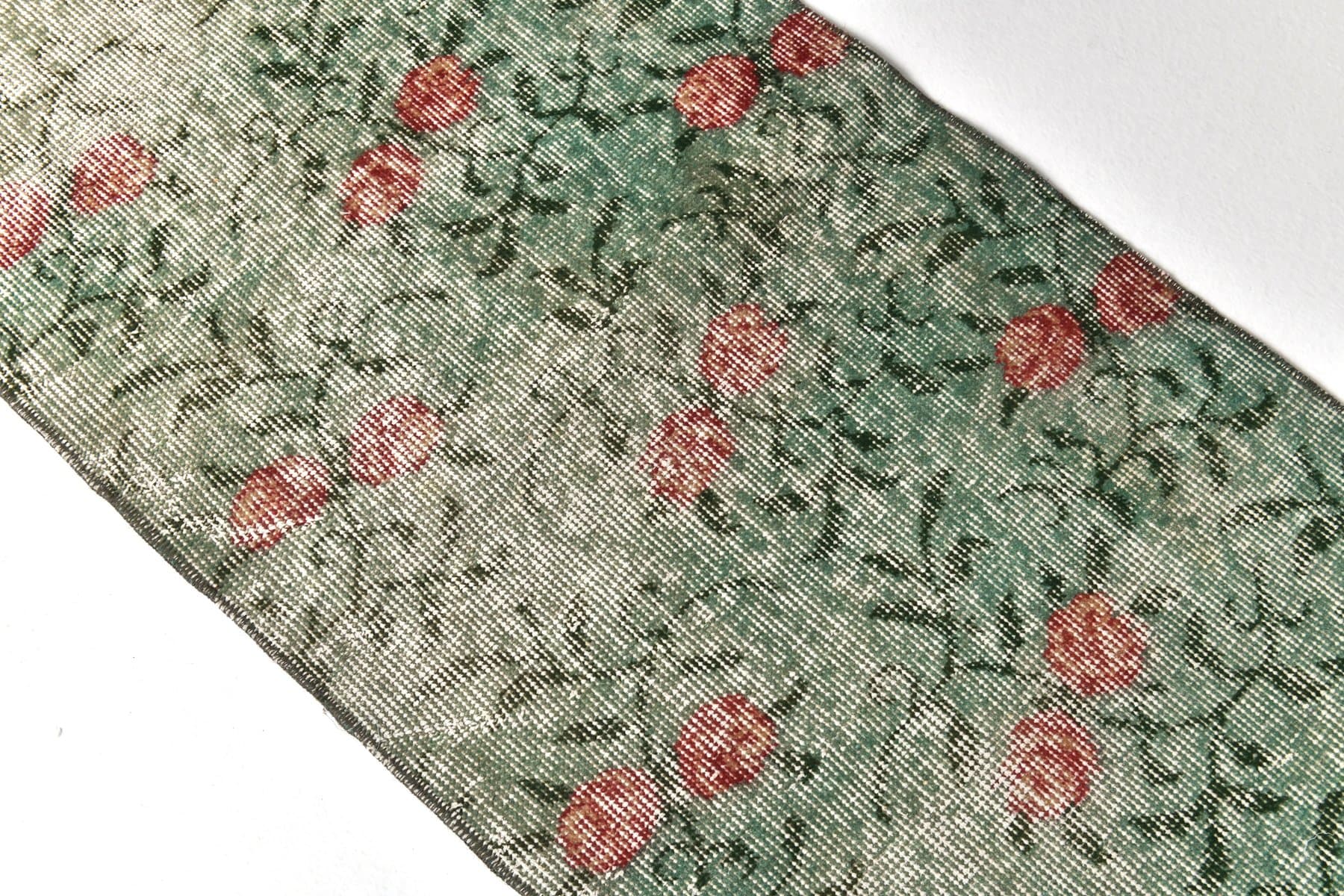 Runner 147x55 cm, Green, Wool, 1960s - 212571