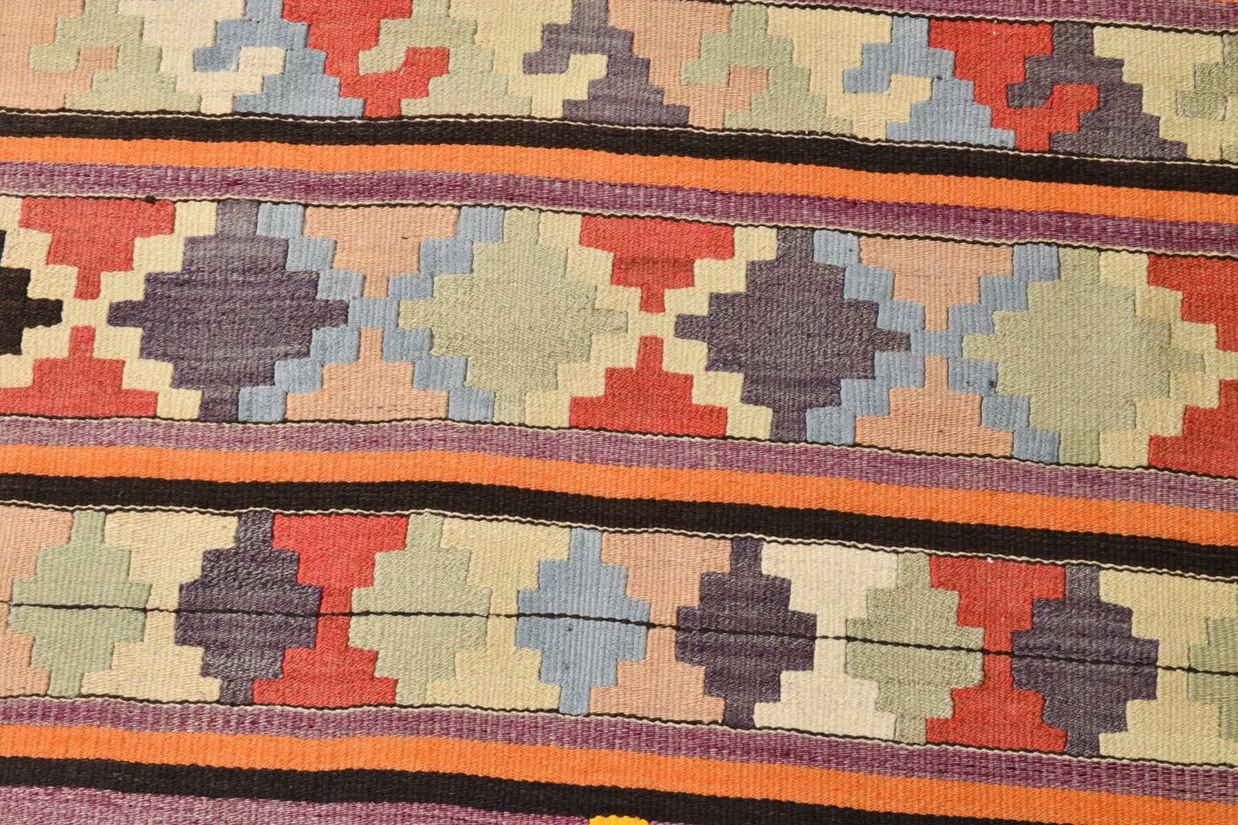 Kilim chodnik 85x363 cm, czerwony, turkusowy, wełna, lata 70. - 212562