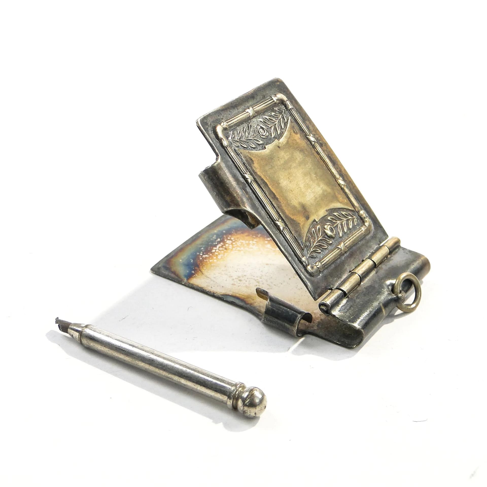 Art Nouveau dance card, silver, brass, France, early 20th c. - 15513