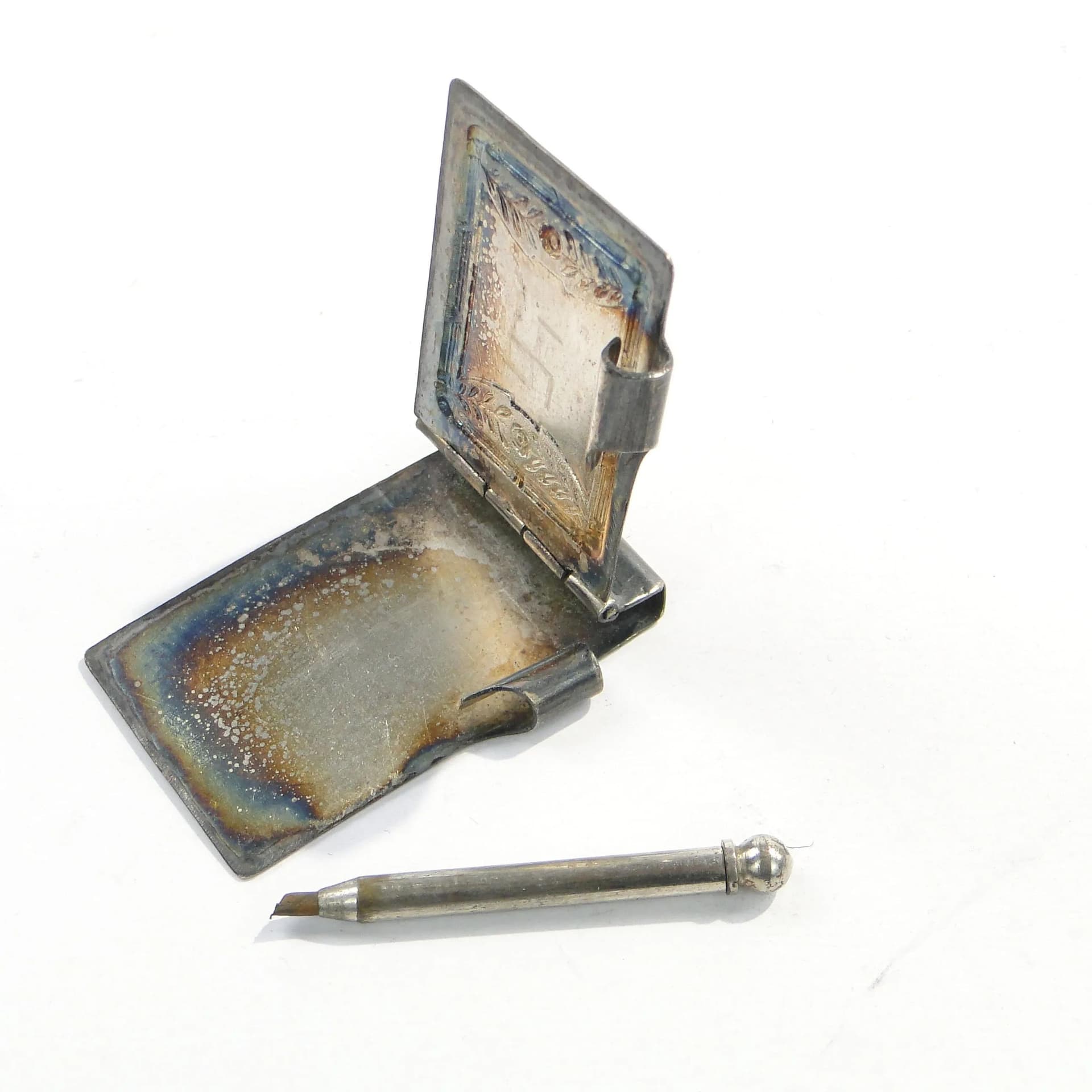 Art Nouveau dance card, silver, brass, France, early 20th c. - 15512