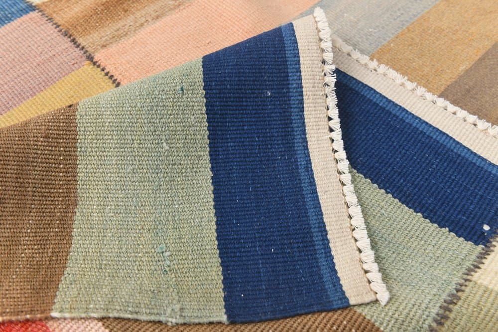 Kilim 338x303 cm, beżowy, pomarańczowy, wełna, lata 70. - 212497