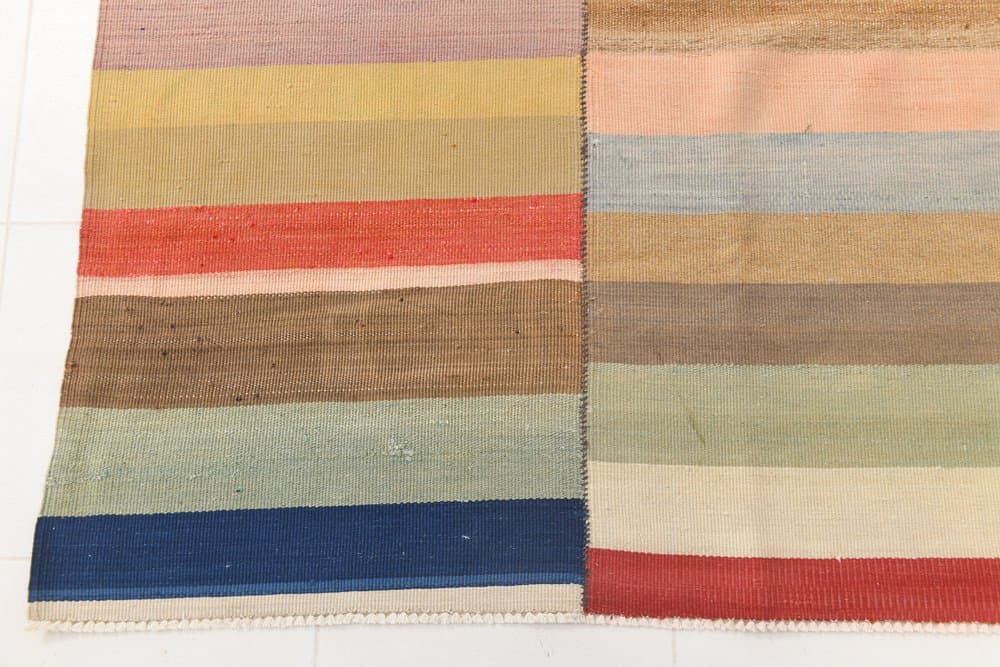 Kilim 338x303 cm, beżowy, pomarańczowy, wełna, lata 70. - 212504