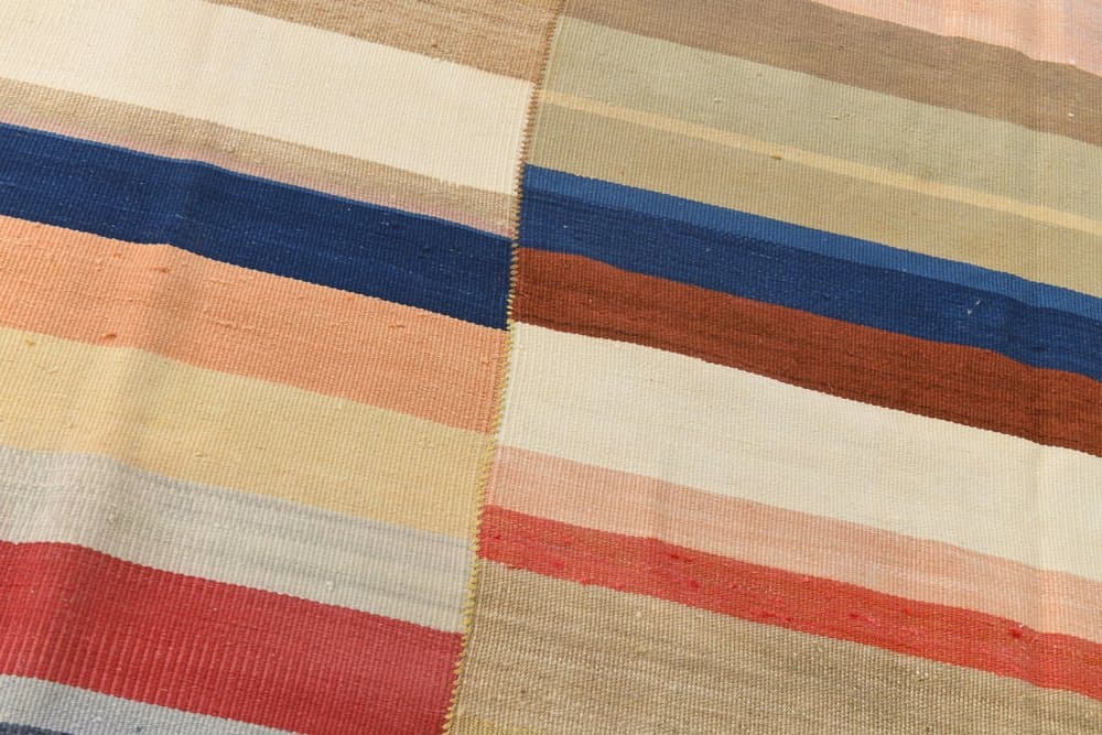 Kilim 338x303 cm, beżowy, pomarańczowy, wełna, lata 70. - 212503