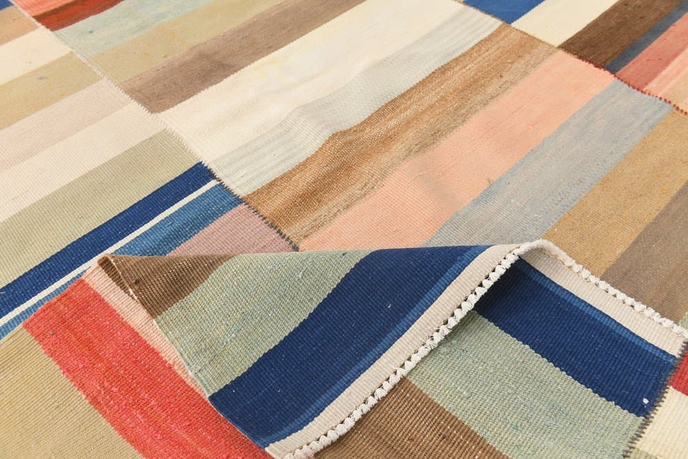 Kilim 338x303 cm, beżowy, pomarańczowy, wełna, lata 70. - 212506