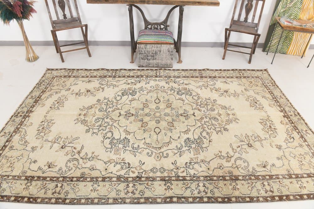 Dywan 180x293 cm, beżowy, wełna, lata 70. - 212487