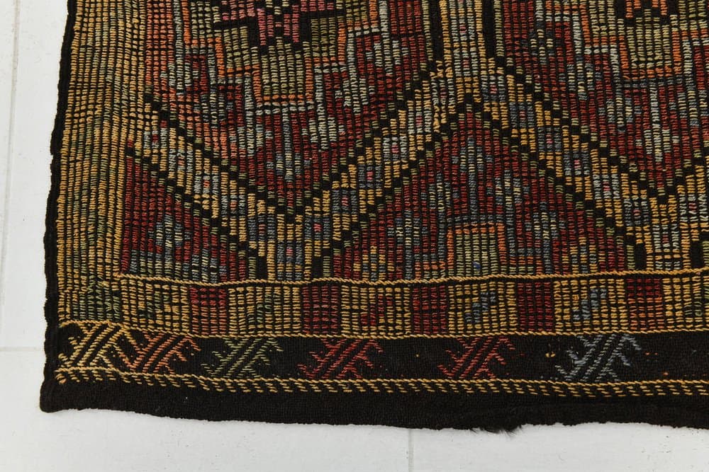 Kilim 293x194 cm, brązowy, wełna, lata 70. - 212467