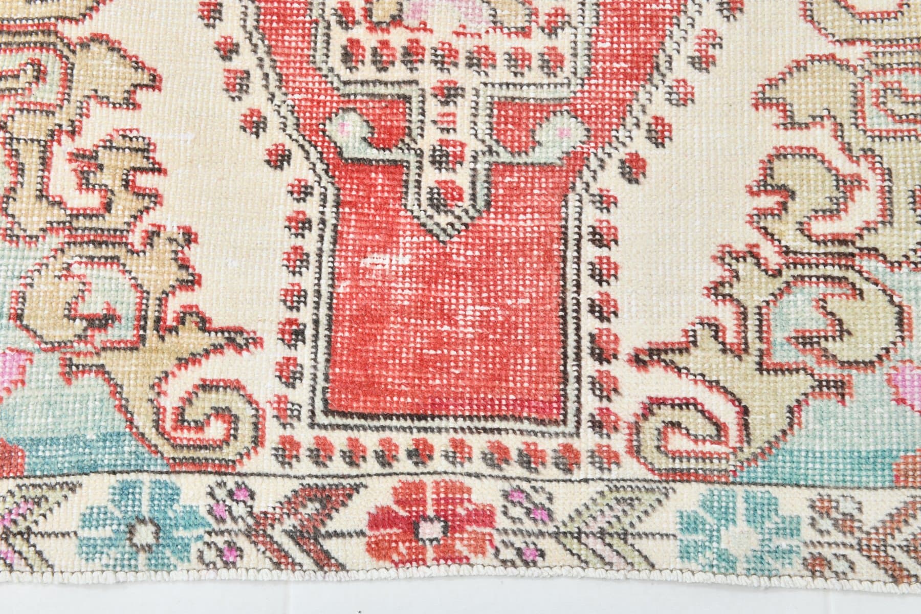 Dywan 216x123 cm, beżowy, bawełna, lata 70. - 212382