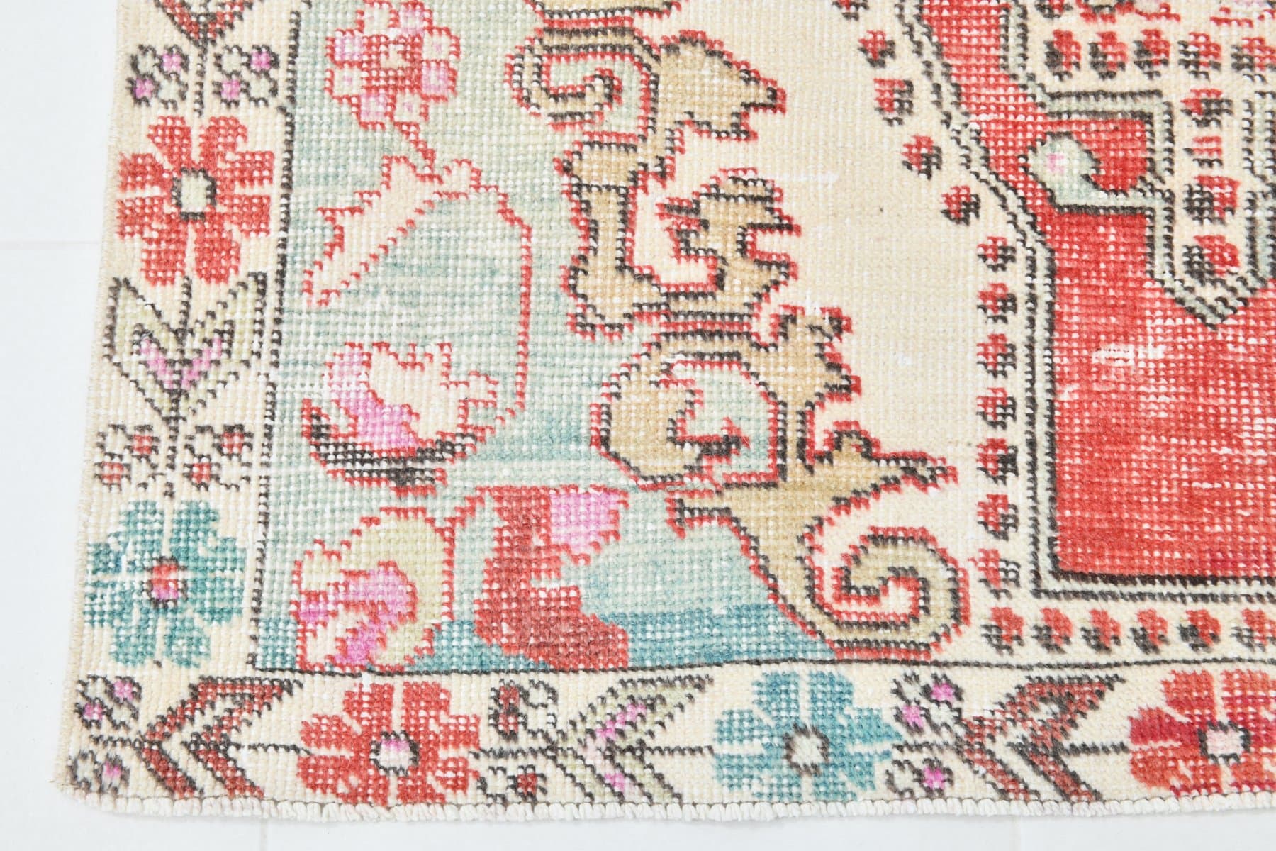 Dywan 216x123 cm, beżowy, bawełna, lata 70. - 212392