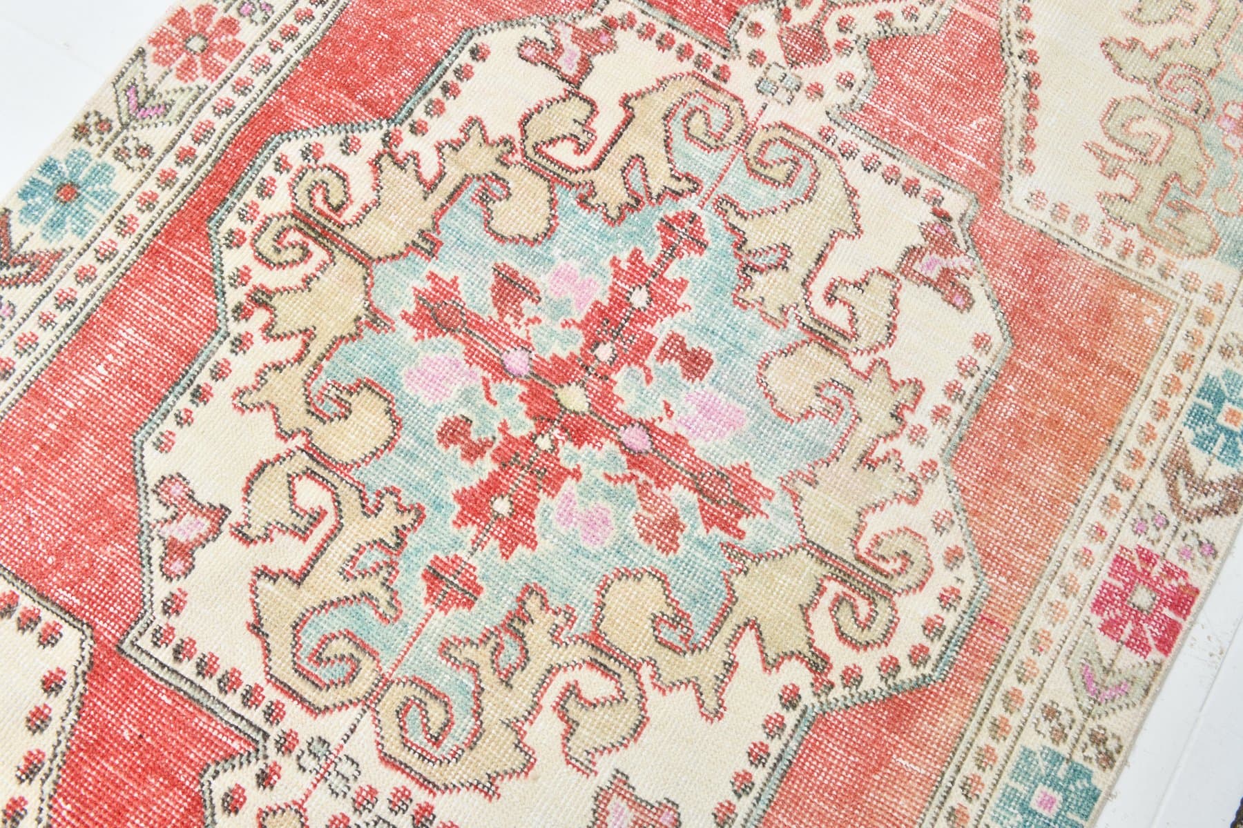 Dywan 216x123 cm, beżowy, bawełna, lata 70. - 212387