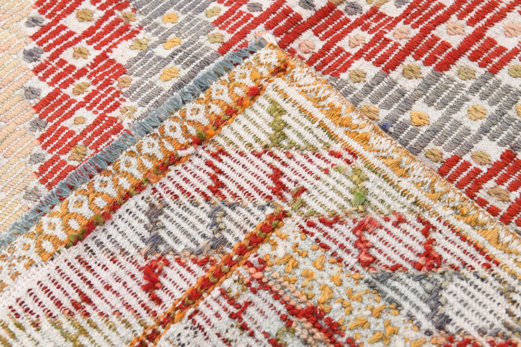 Kilim 200x312 cm, czerwony, oliwkowy, wełna, lata 70. - 212317