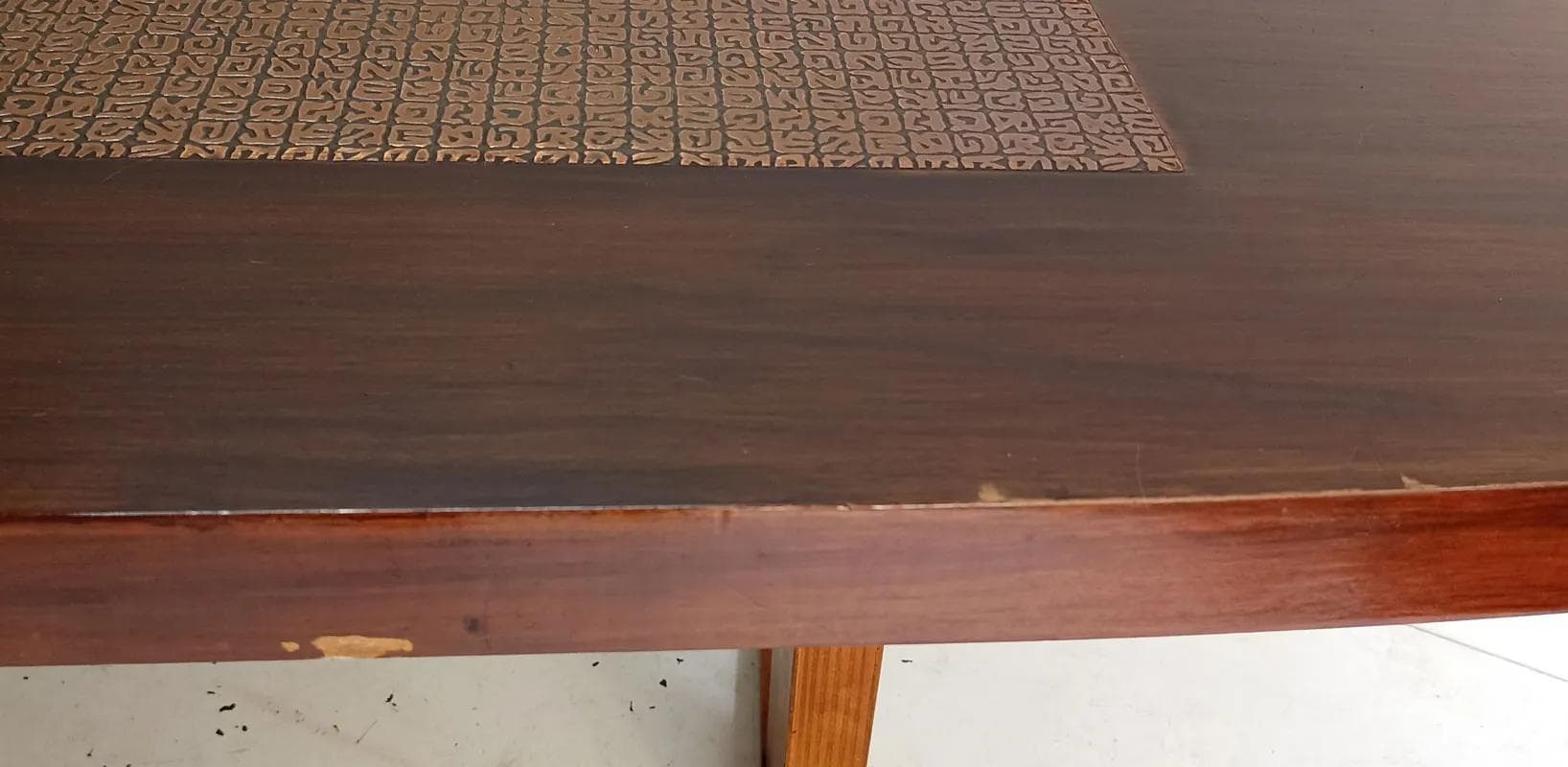 Rectangular table, brown, wood veneer copper, Poland, 1970s. - 15413