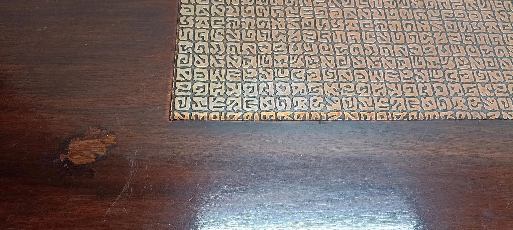 Rectangular table, brown, wood veneer copper, Poland, 1970s. - 15410