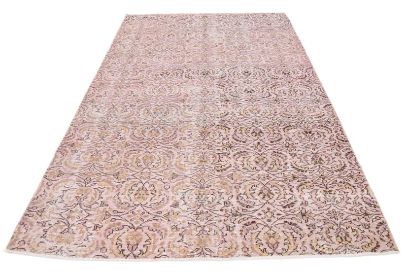 Dywan 188x280 cm, różowy, wełna, Turcja, lata 50.