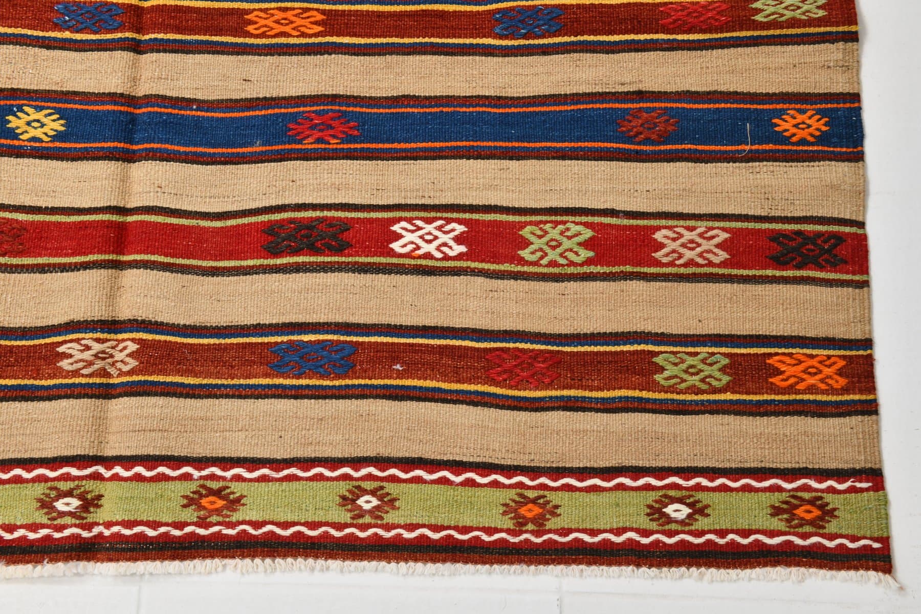 Kilim 151x240 cm, brązowy, wełna, Turcja, lata 60. - 212226