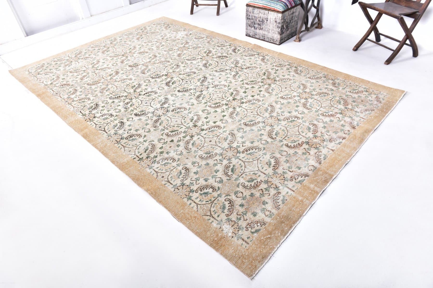 Dywan 202x313 cm, beżowy, wełna, Turcja, lata 70. - 212202