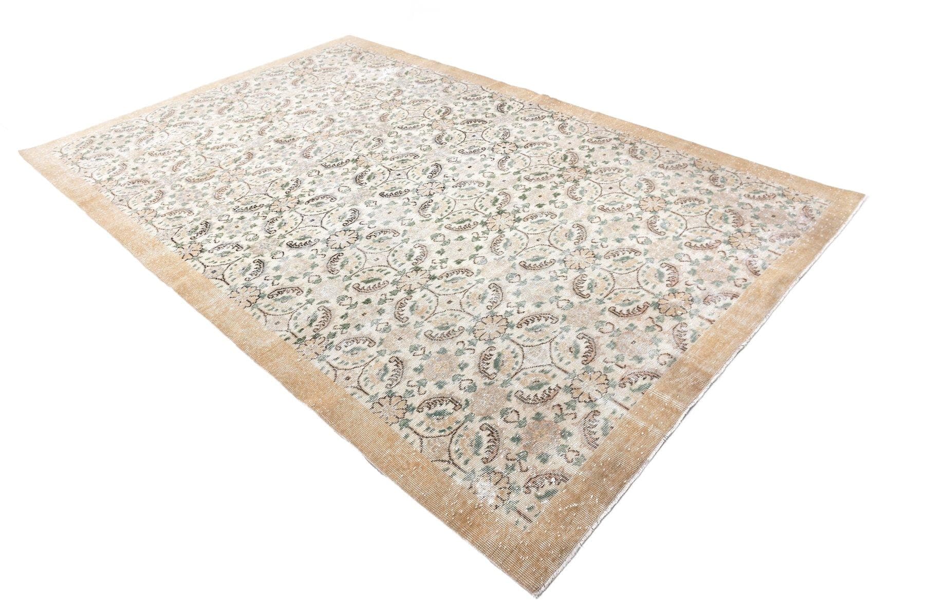 Dywan 202x313 cm, beżowy, wełna, Turcja, lata 70.