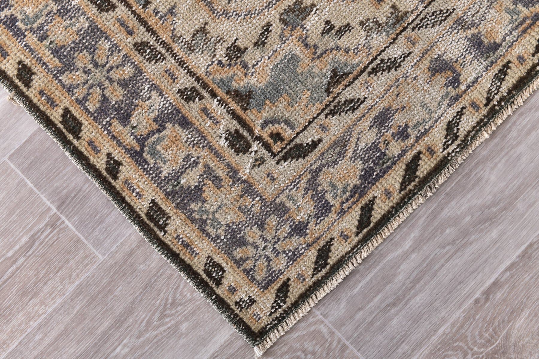 Dywan 216x122 cm, beżowy, wełna, Turcja, lata 70. - 212194