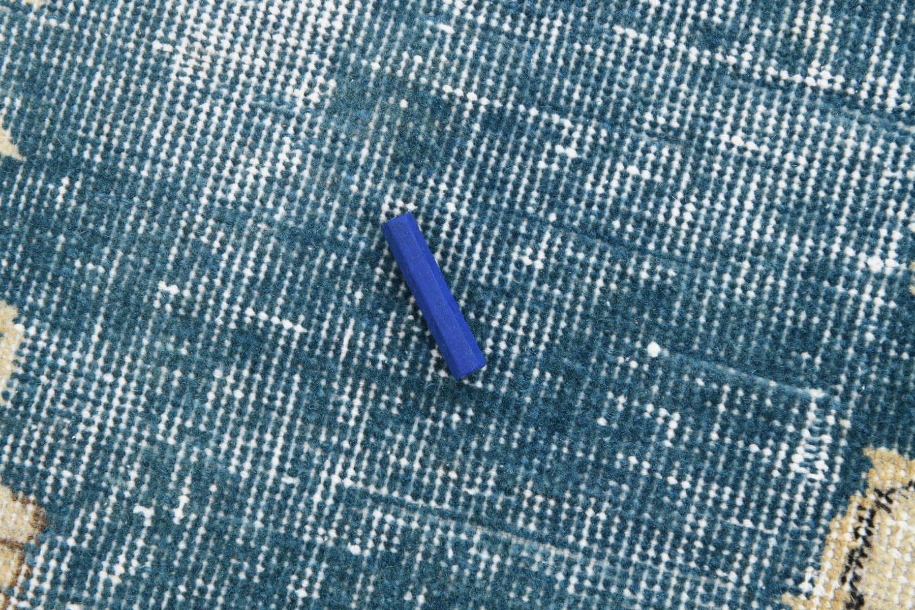 Dywan 212x112 cm, beżowy, niebieski, wełna, Turcja, lata 70. - 212176