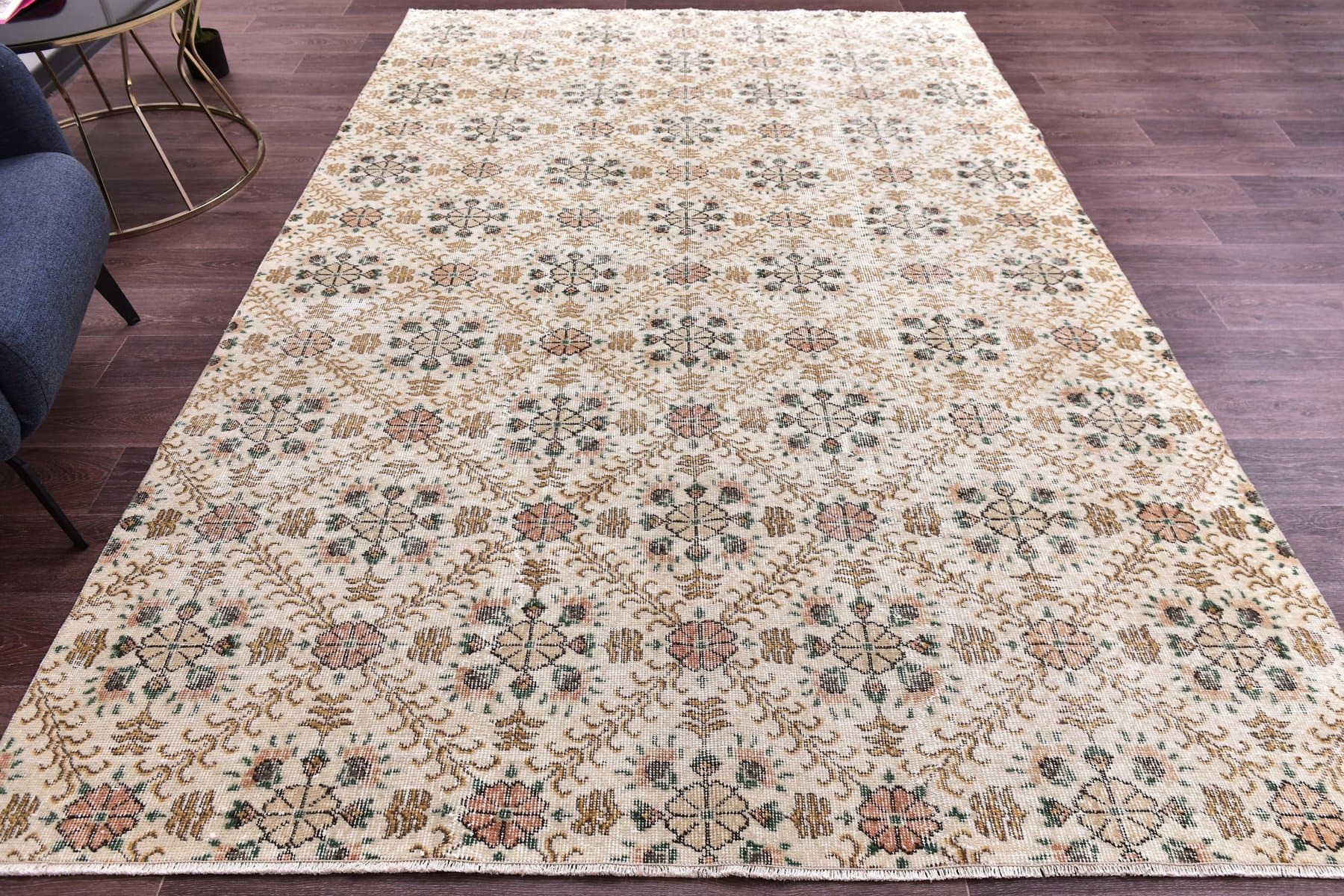 Dywan 196x293 cm, beżowy, wełna, Turcja, lata 70. - 212157