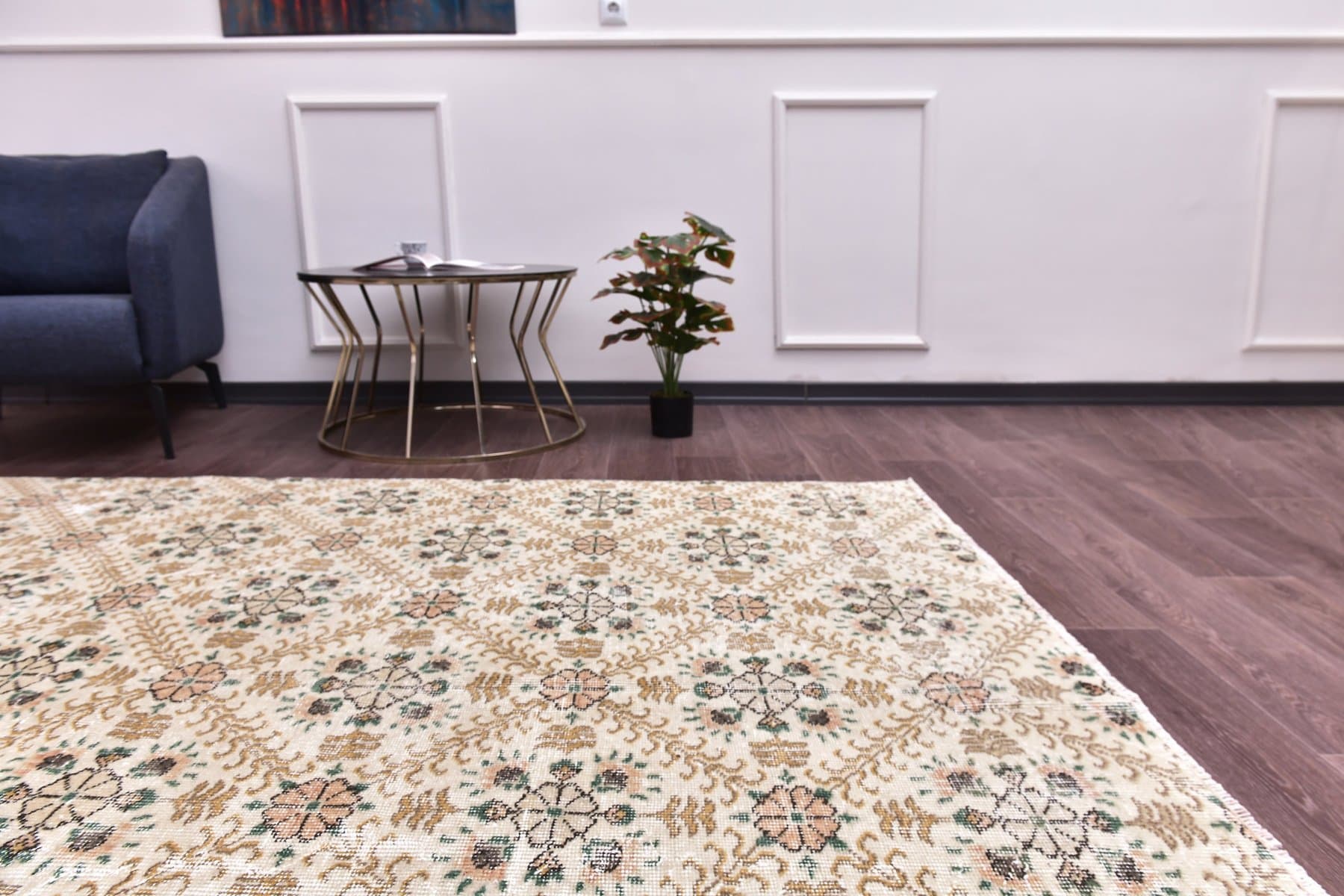 Dywan 196x293 cm, beżowy, wełna, Turcja, lata 70. - 212163