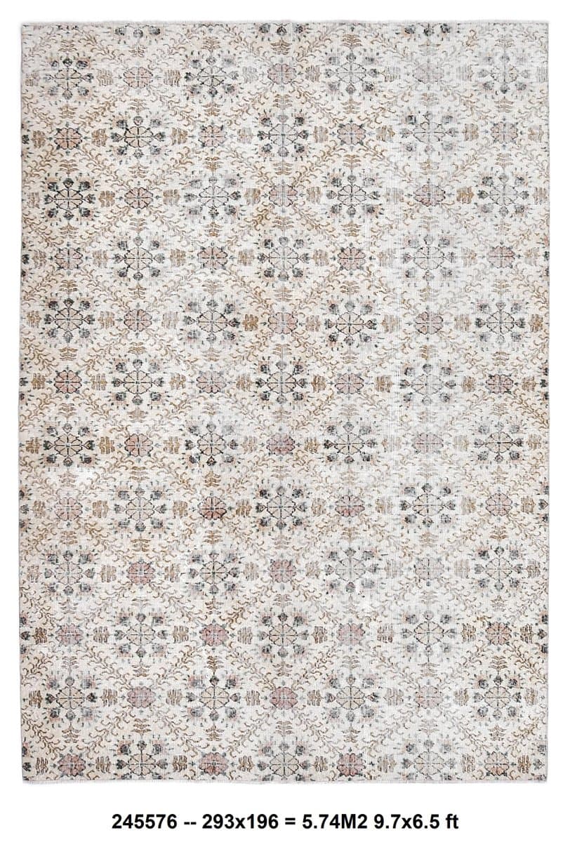 Dywan 196x293 cm, beżowy, wełna, Turcja, lata 70.