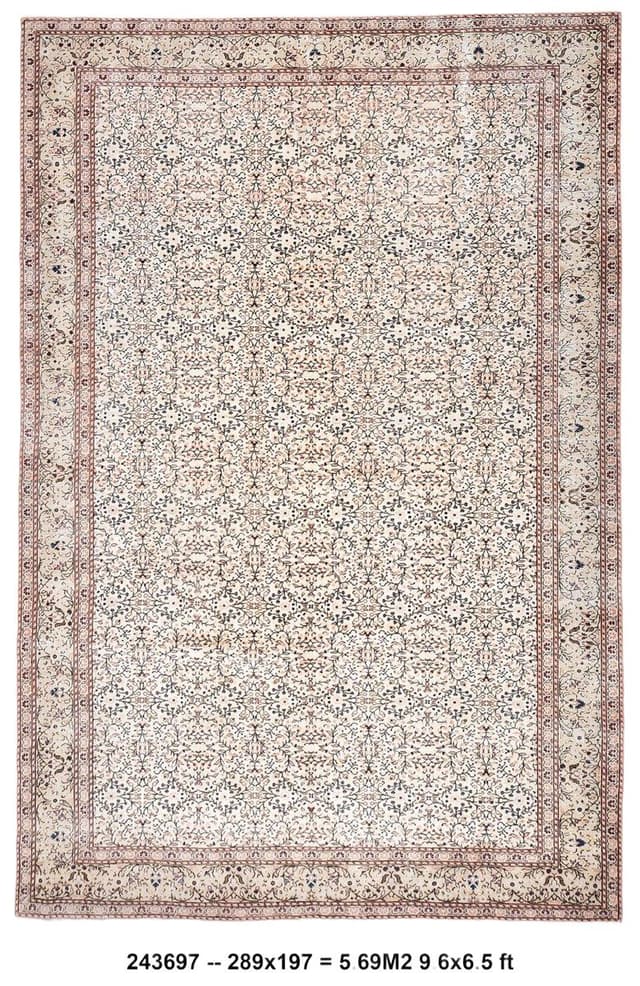 Dywan 197x289 cm, beżowy, wełna, Turcja, lata 70. - WYMIARY