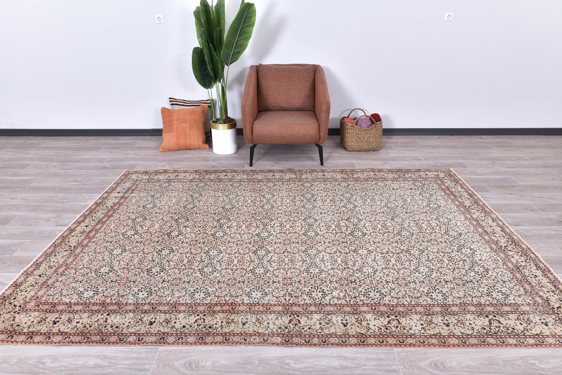 Dywan 197x289 cm, beżowy, wełna, Turcja, lata 70. - 212147