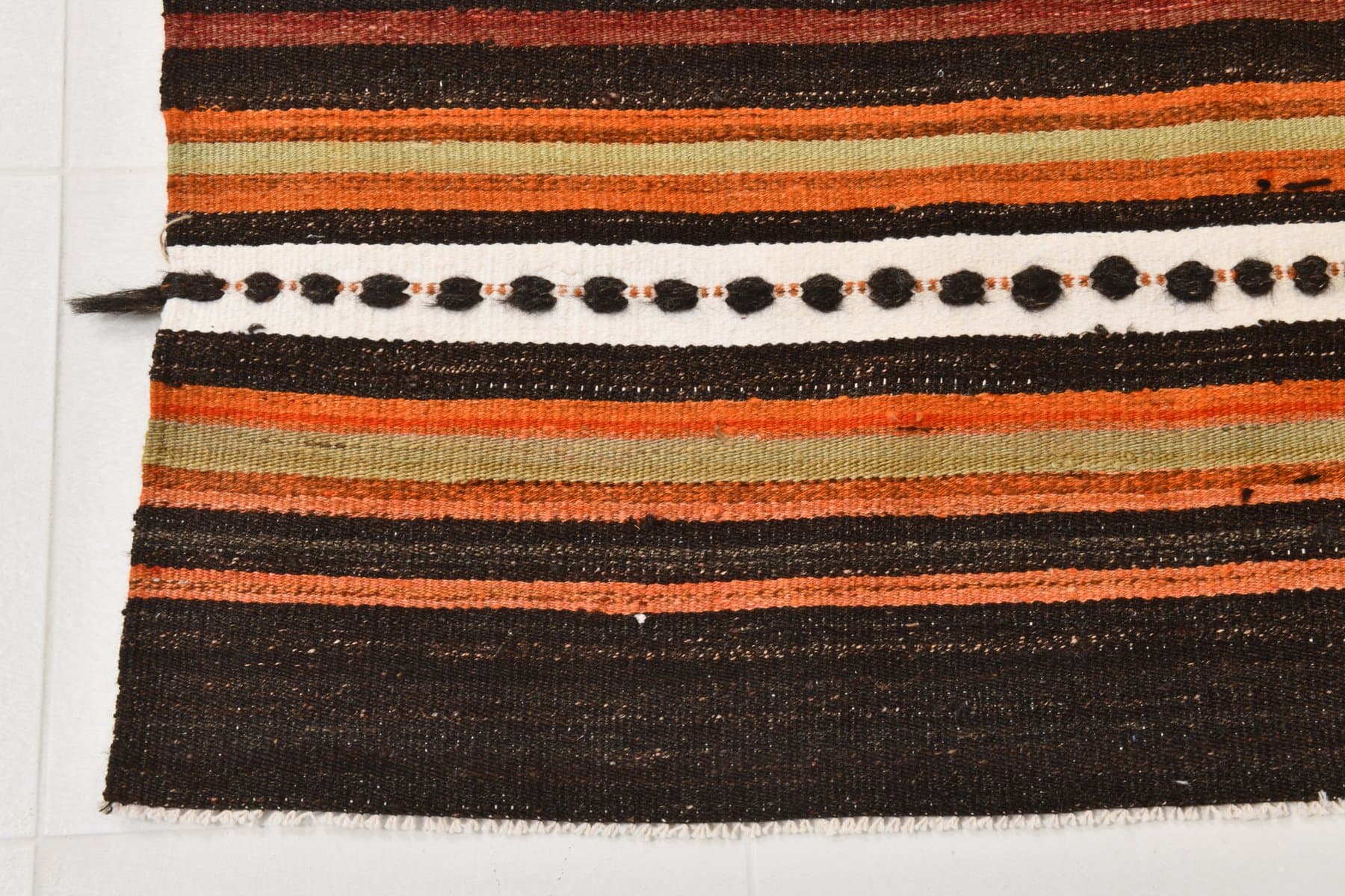 Kilim 150x267 cm, brązowy, pomarańczowy, wełna, Turcja, lata 60. - 212664