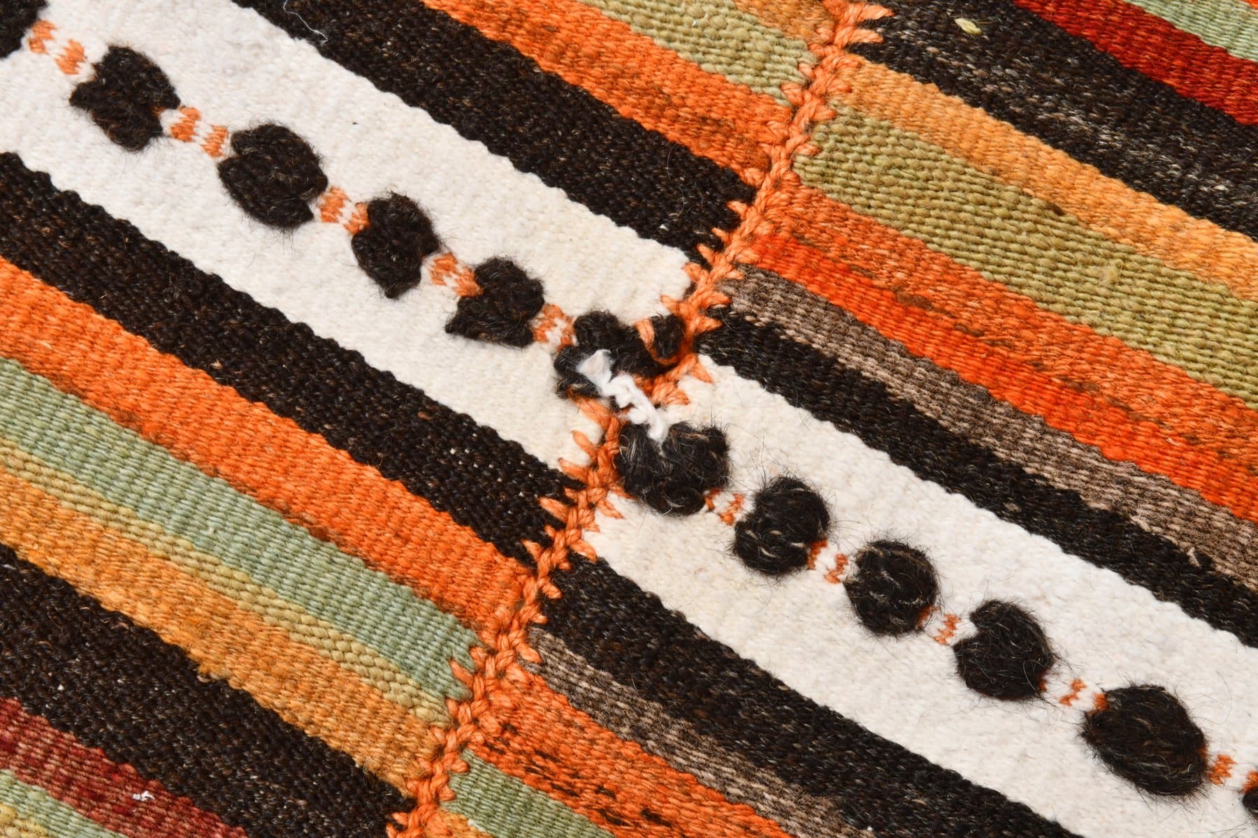 Kilim 150x267 cm, brązowy, pomarańczowy, wełna, Turcja, lata 60. - 212661