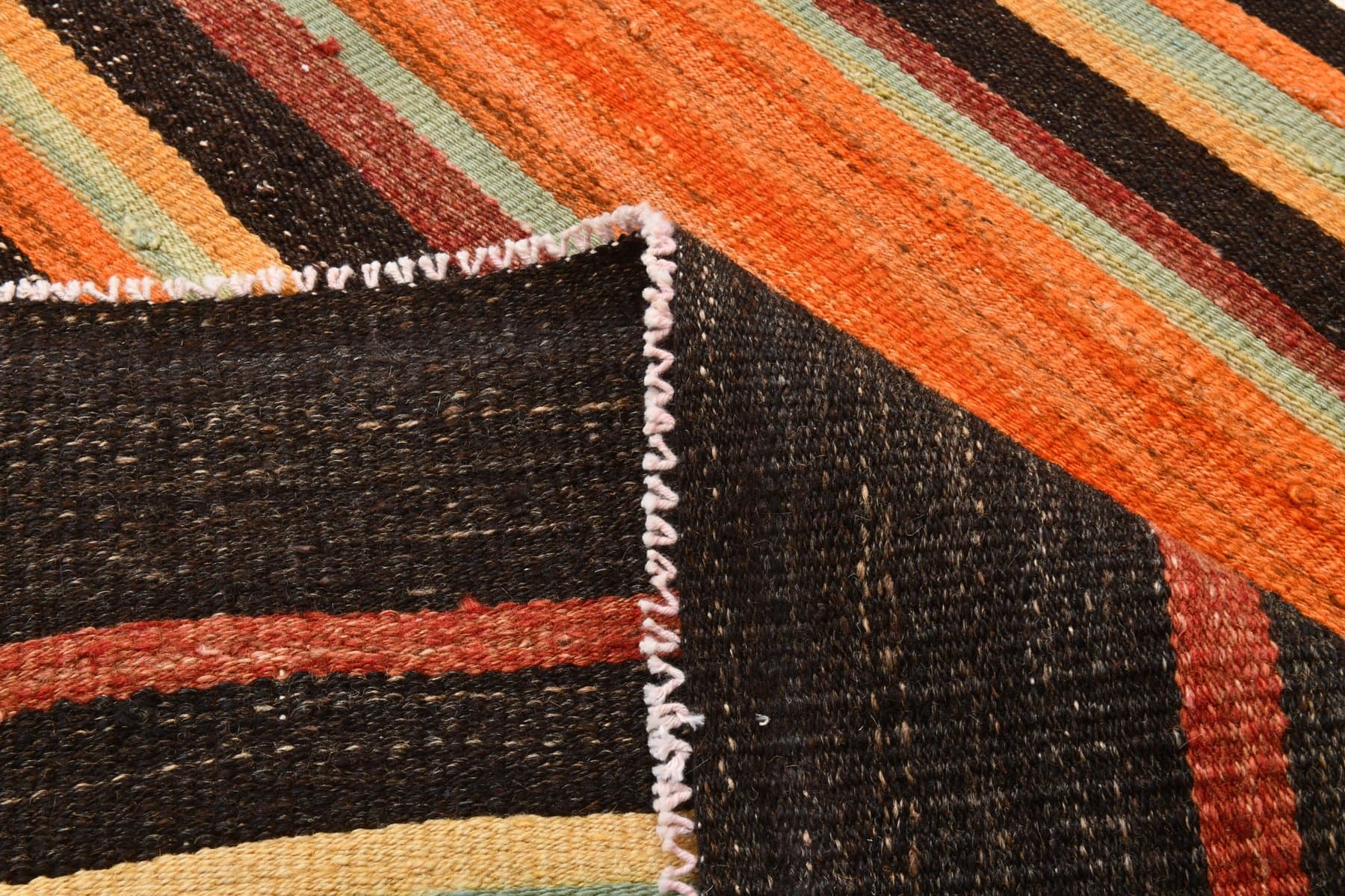 Kilim 150x267 cm, brązowy, pomarańczowy, wełna, Turcja, lata 60. - 212655