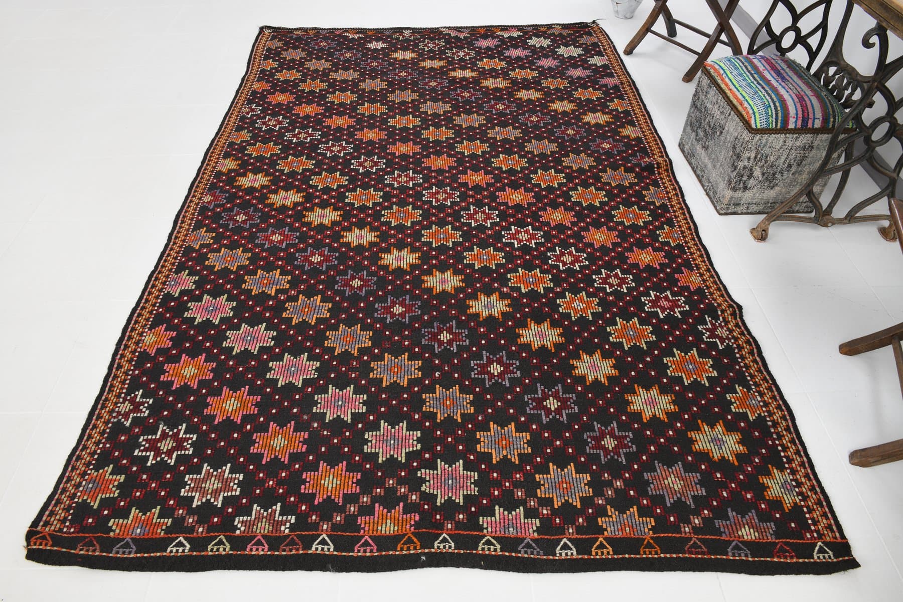 Kilim Rug 184x286 cm, brown, red, wool, Turkey, 1960s - 212602
