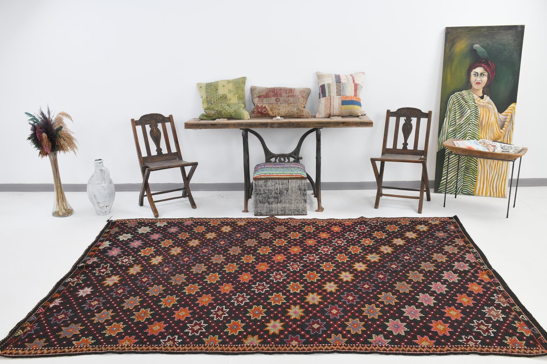 Kilim Rug 184x286 cm, brown, red, wool, Turkey, 1960s - 212604