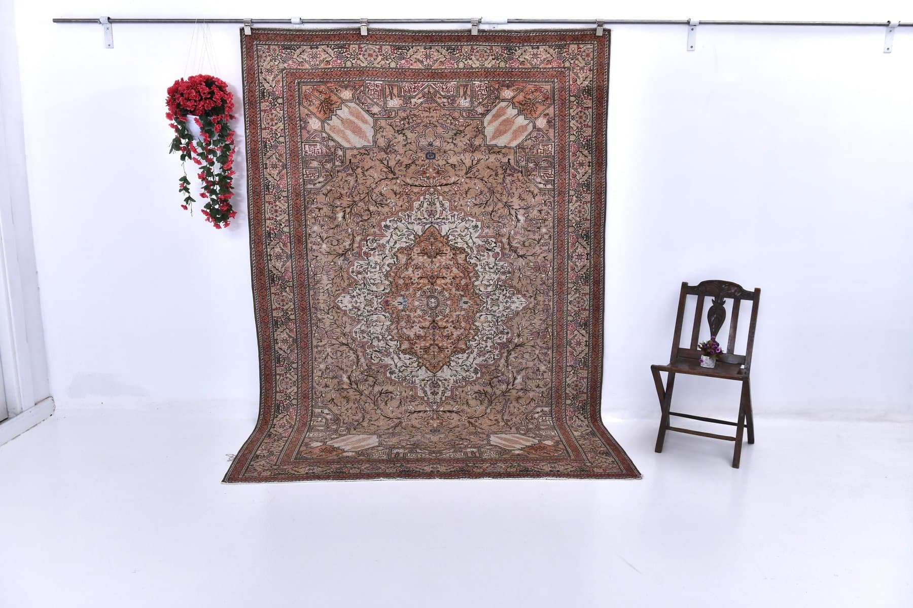 Rug 196x283 cm, brown, wool, 1960s - 212739