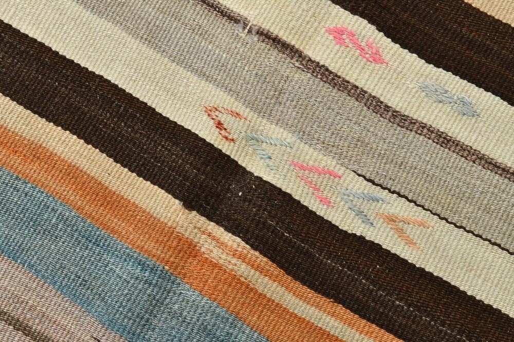 Kilim 186x310 cm, niebieski, beżowy, wełna, Turcja, lata 60. - 212730